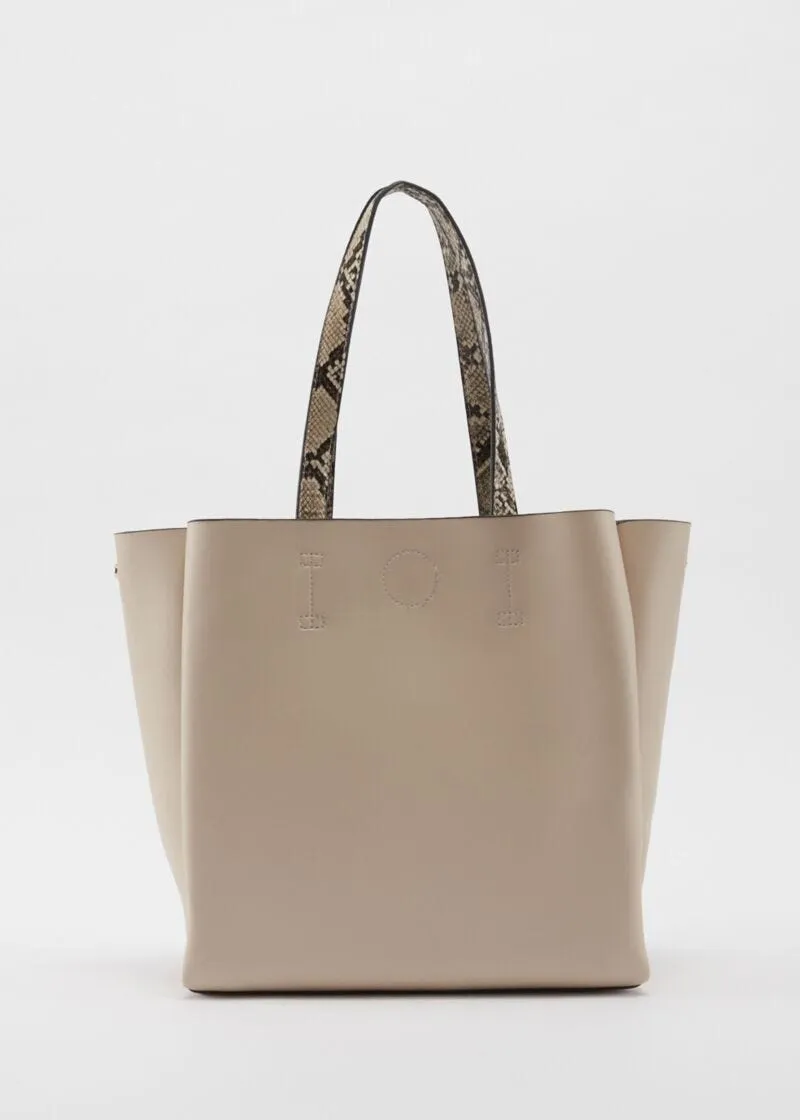 Shopping bag grande con manici pitonati