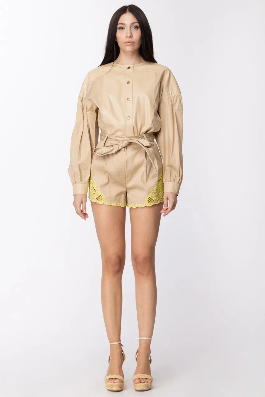 Short con inserto in Sangallo e fusciacca RIC GIALLO LED/CUBAN SAND