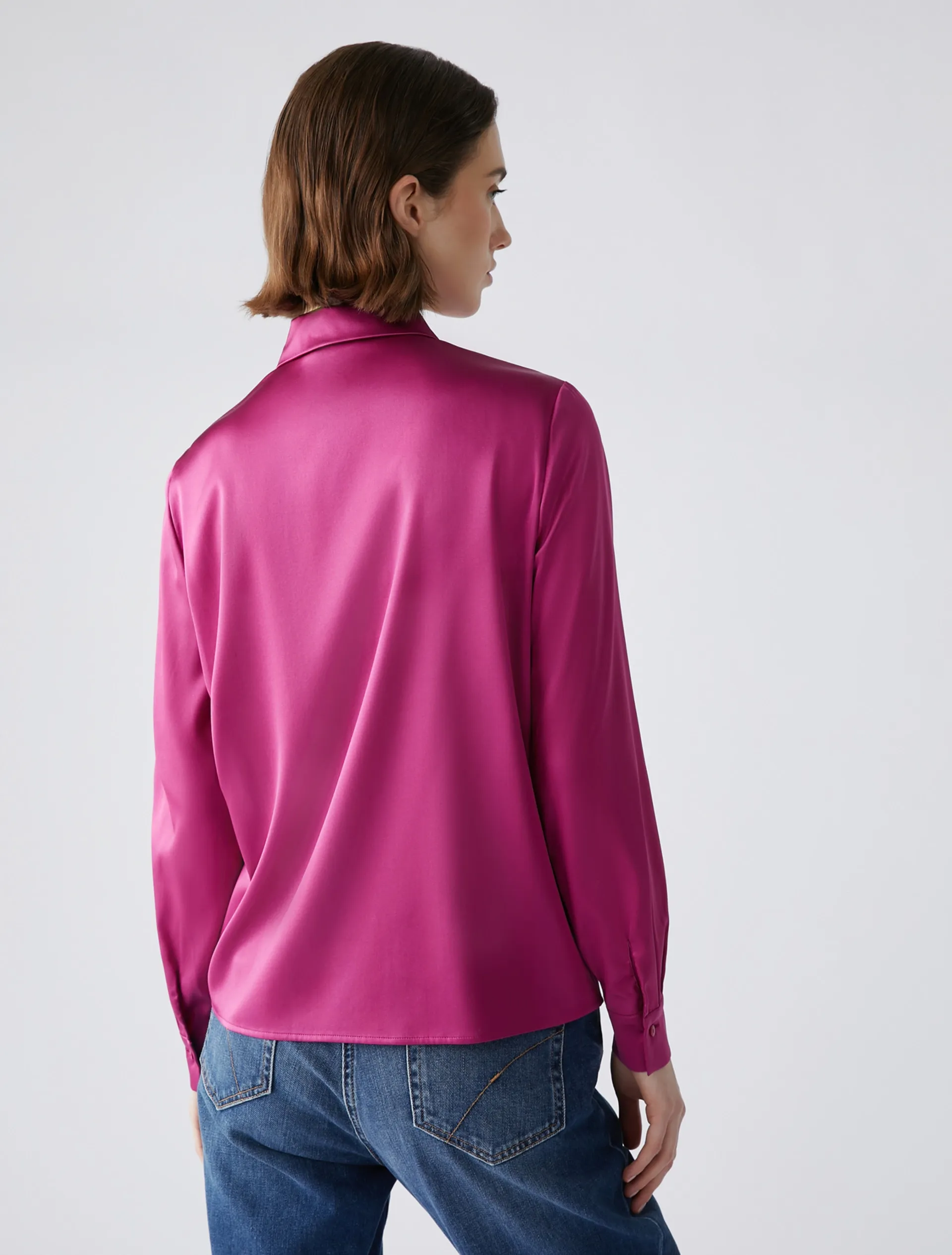 Silk Satin Shirt / Fuchsia
