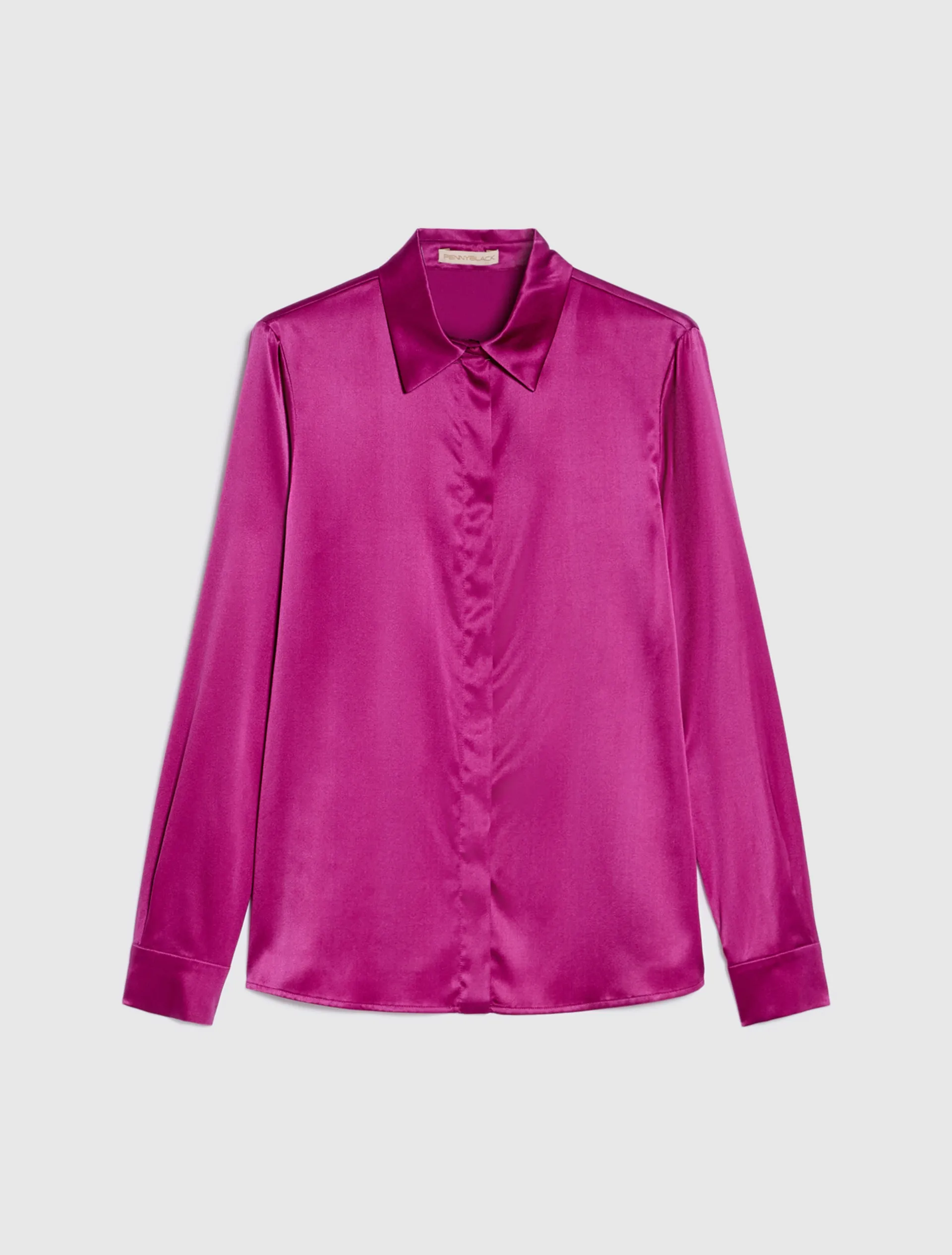 Silk Satin Shirt / Fuchsia