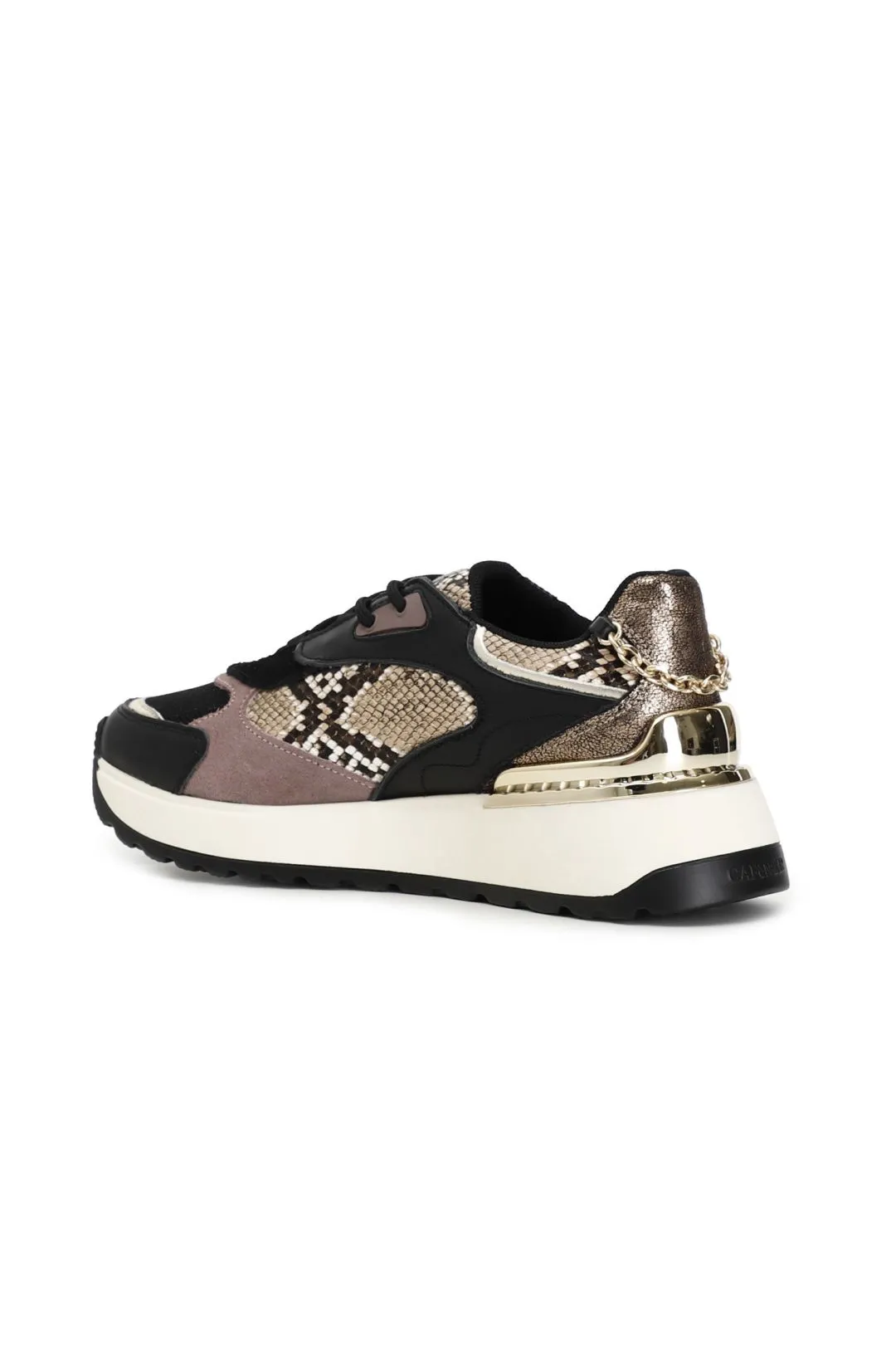 sneakers con tomaia in mesh animalier e catena