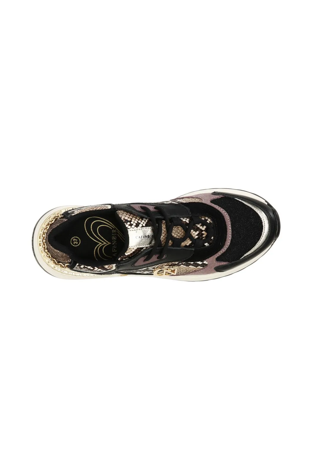 sneakers con tomaia in mesh animalier e catena