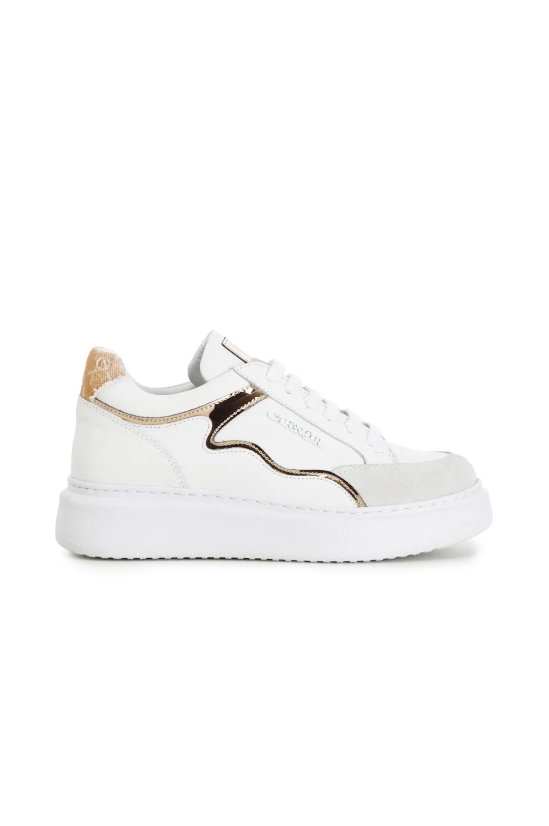 sneakers in pelle con dettaglio specchio su suola a cassetta multi pesca