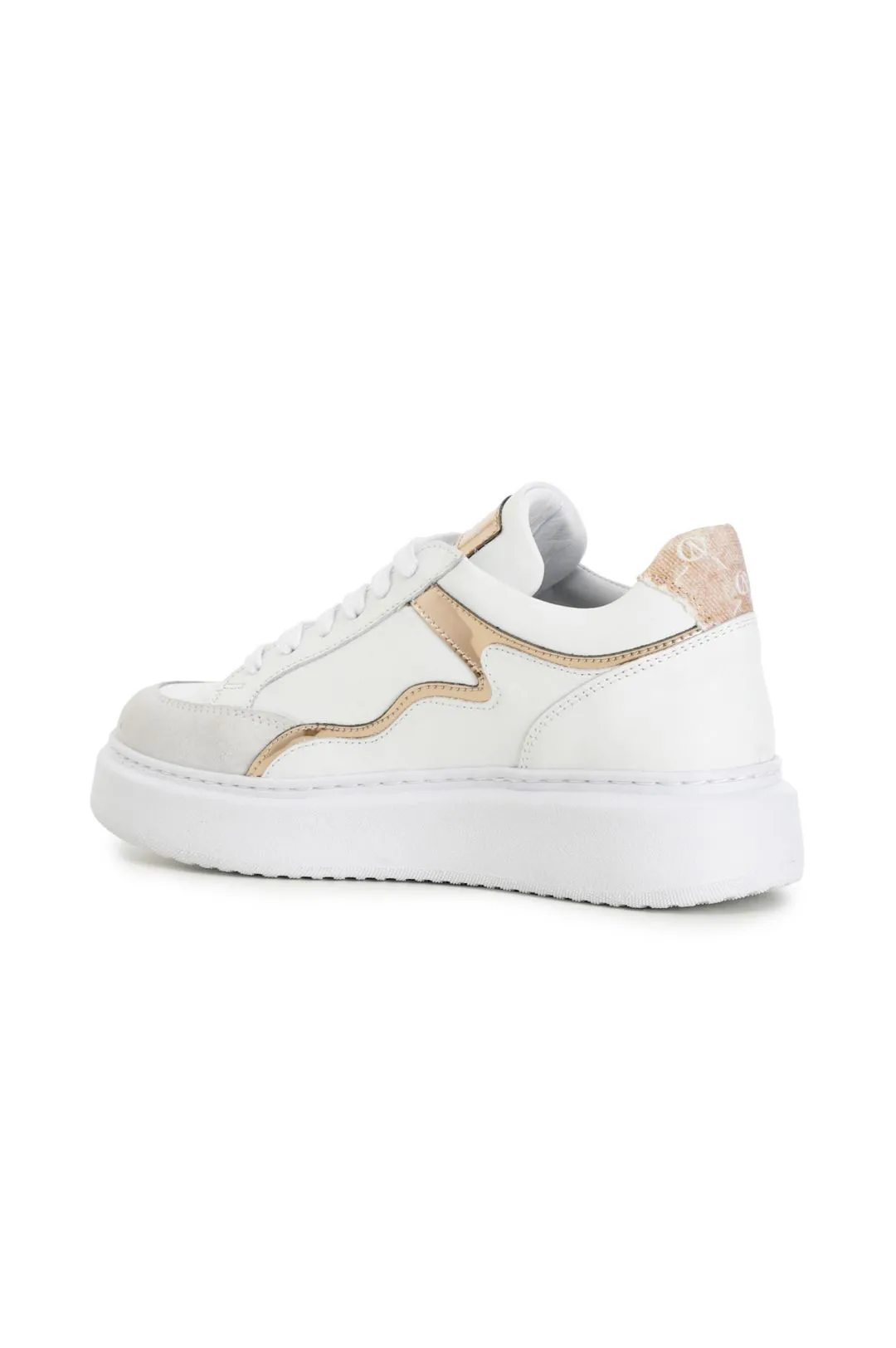 sneakers in pelle con dettaglio specchio su suola a cassetta multi pesca