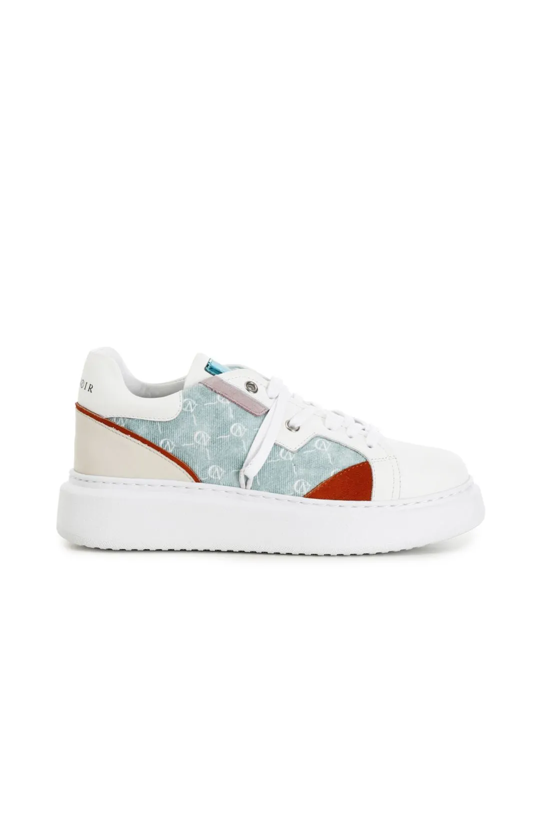sneakers in tessuto logato e pelle su suola a cassetta multi turchese
