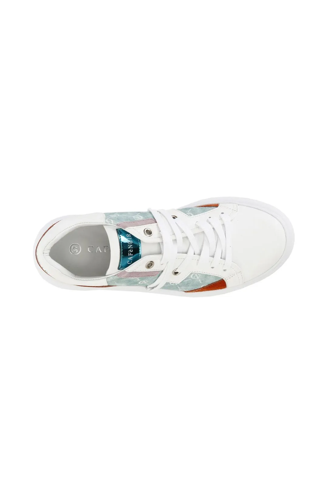 sneakers in tessuto logato e pelle su suola a cassetta multi turchese