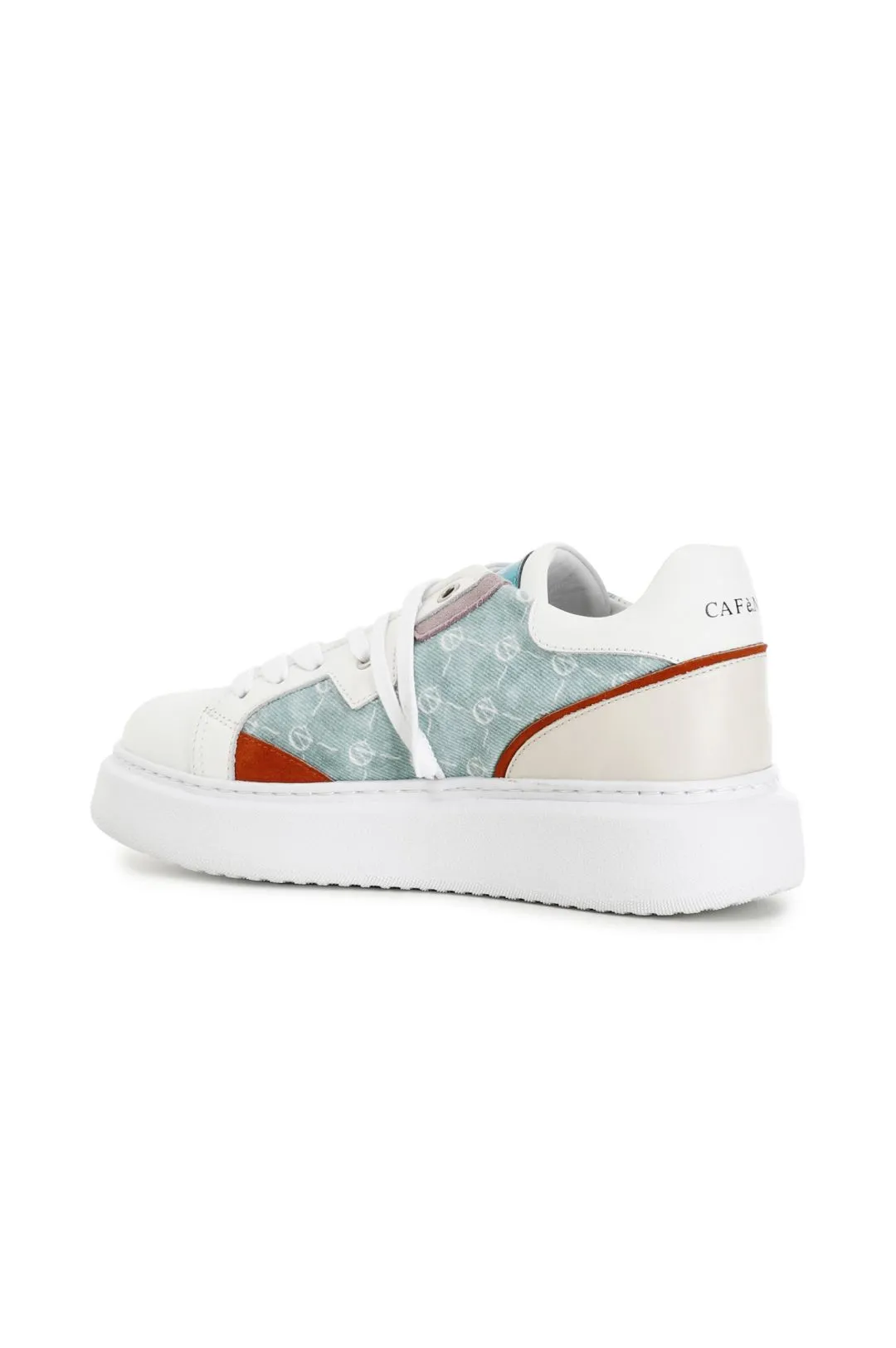 sneakers in tessuto logato e pelle su suola a cassetta multi turchese
