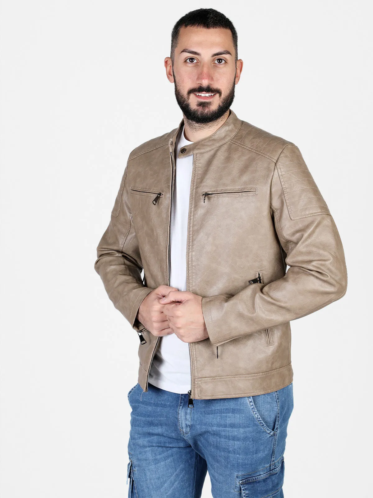 Solada Veste en éco-cuir pour hommes
