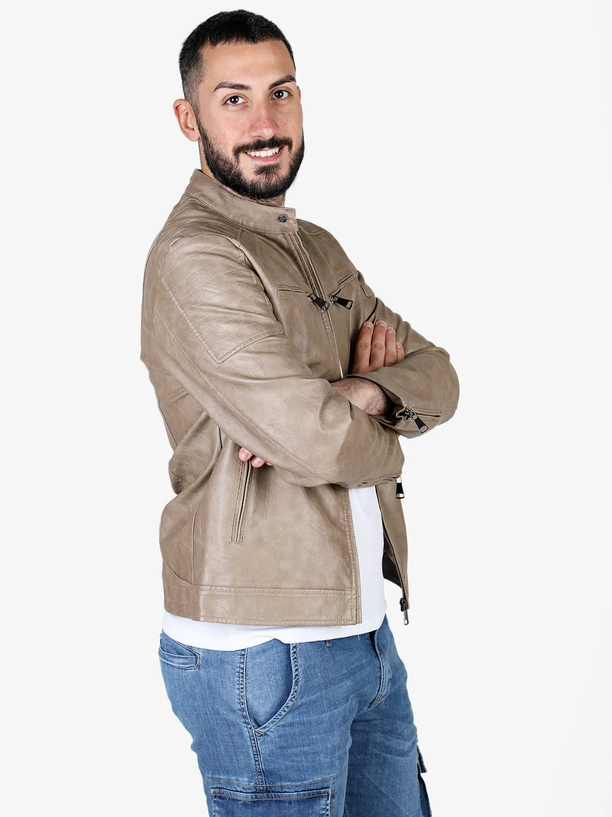 Solada Veste en éco-cuir pour hommes
