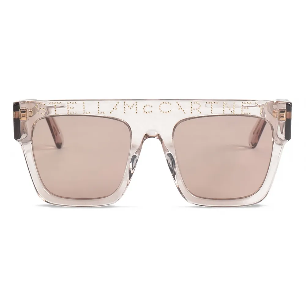 Stella McCartney - Occhiali da Sole Quadrati Avana con Logo - Beige Icy - Occhiali da Sole - Stella McCartney Eyewear