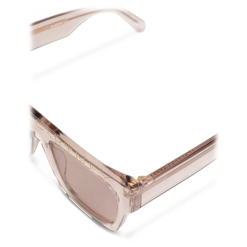 Stella McCartney - Occhiali da Sole Quadrati Avana con Logo - Beige Icy - Occhiali da Sole - Stella McCartney Eyewear