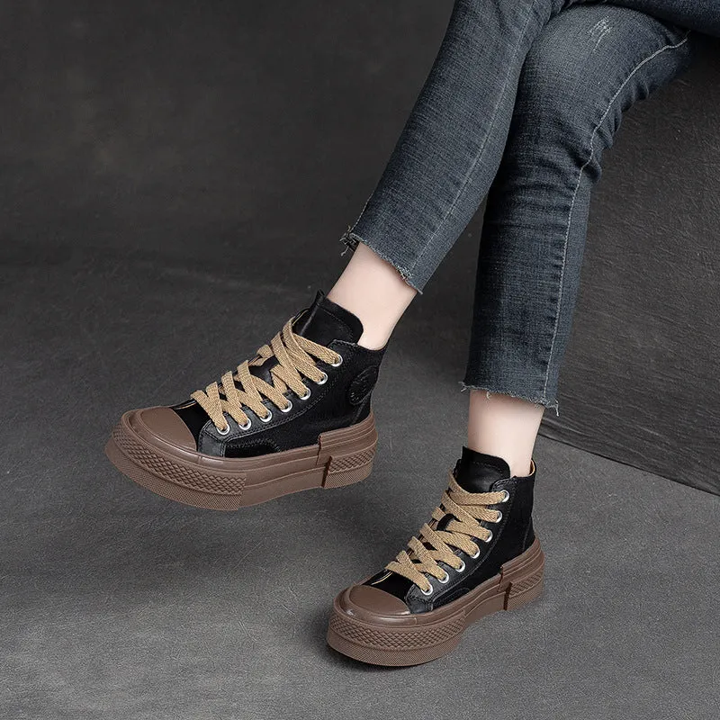 Stivaletti piatti da donna casual moda patchwork