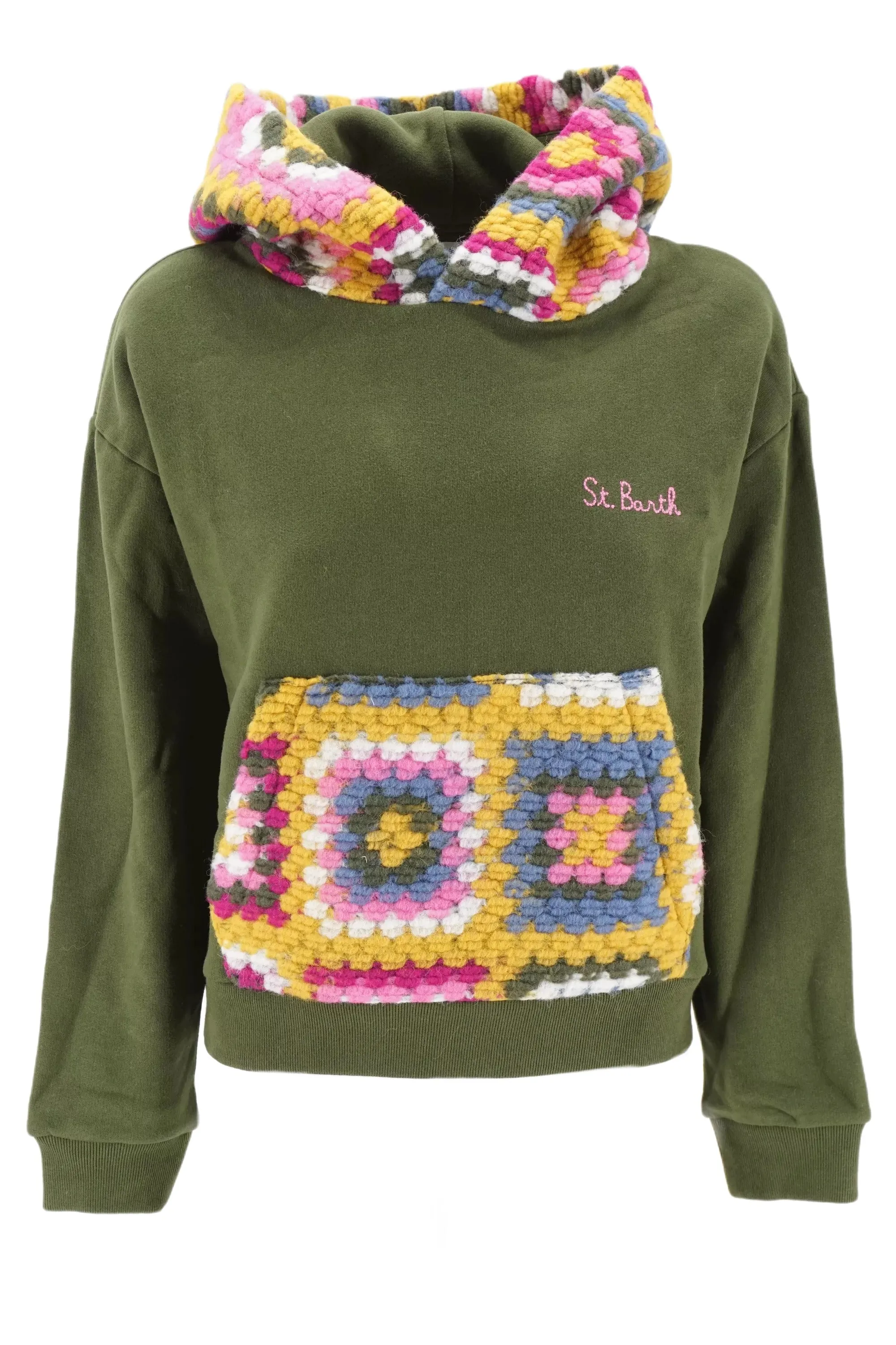 Sweatshirt with Knitted Inserts Mc2 Saint Barth / Green