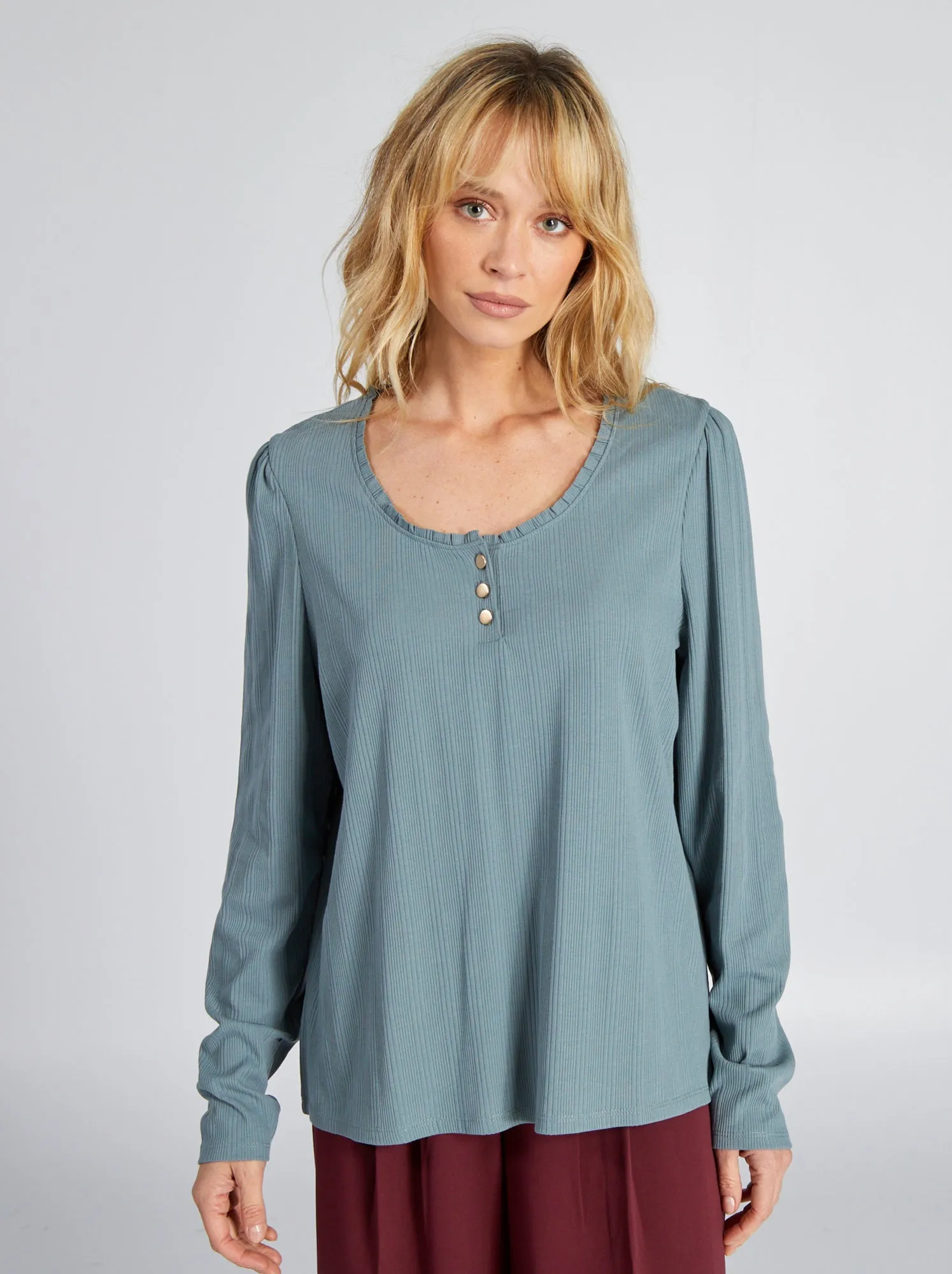 T-shirt a coste - BLU