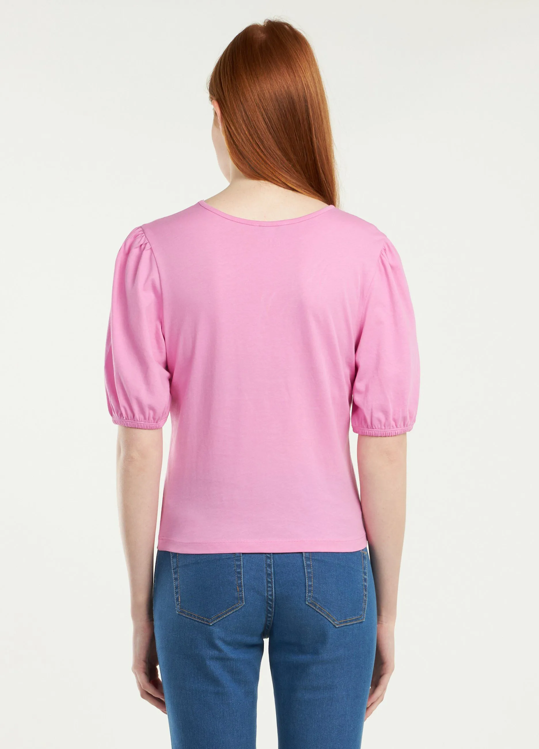 T-shirt arricciata in puro cotone donna