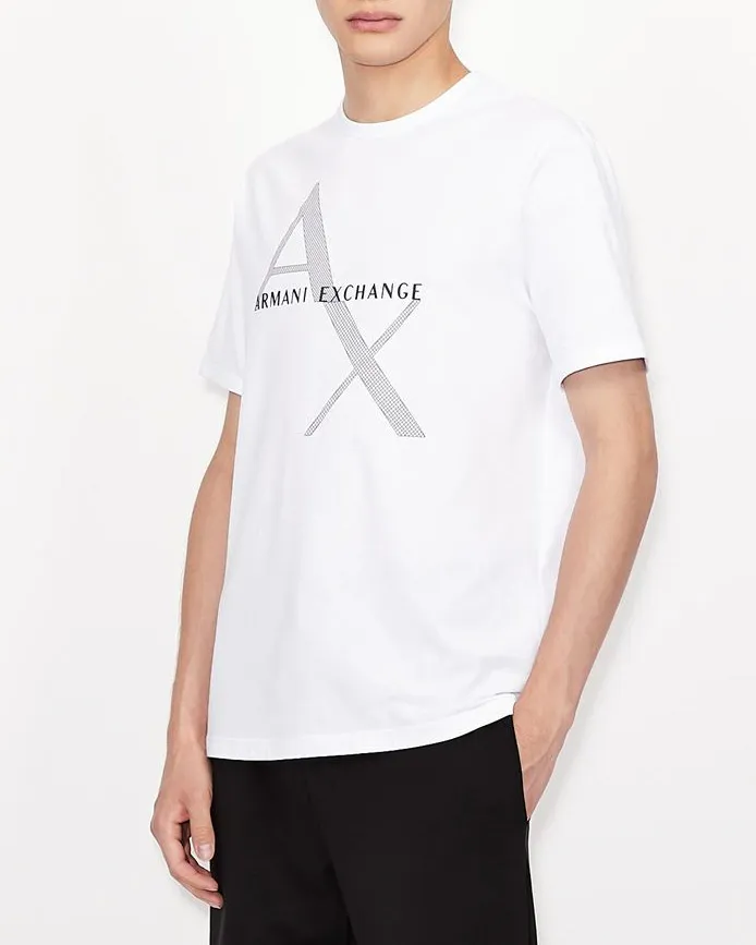 T-shirt bianca in cotone con logo rete AX
