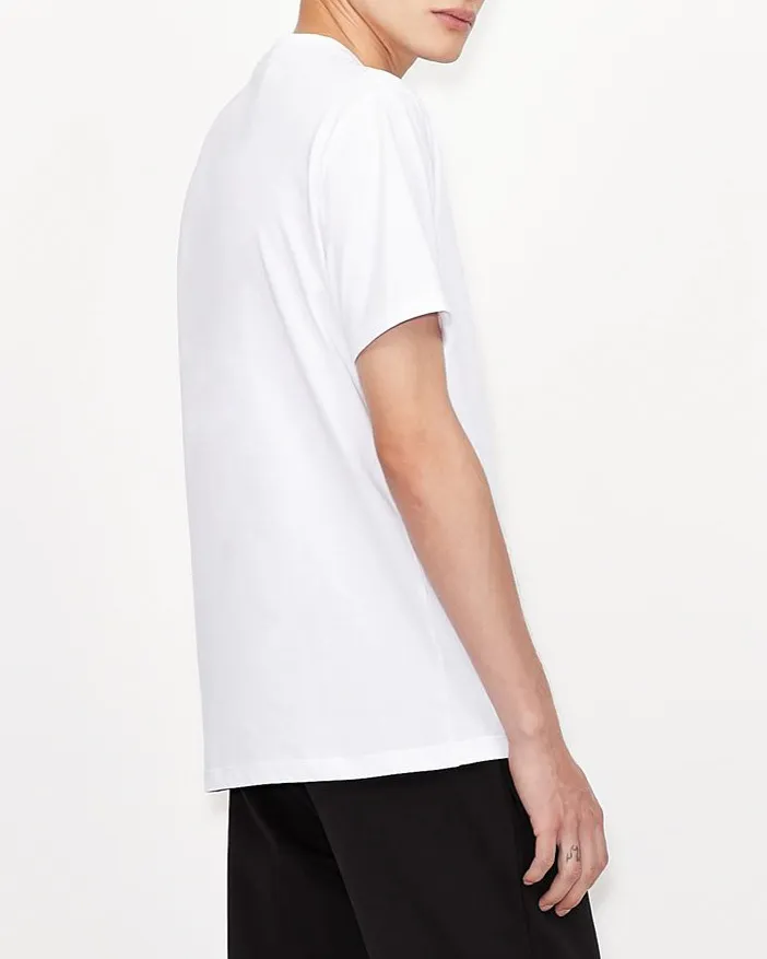 T-shirt bianca in cotone con logo rete AX