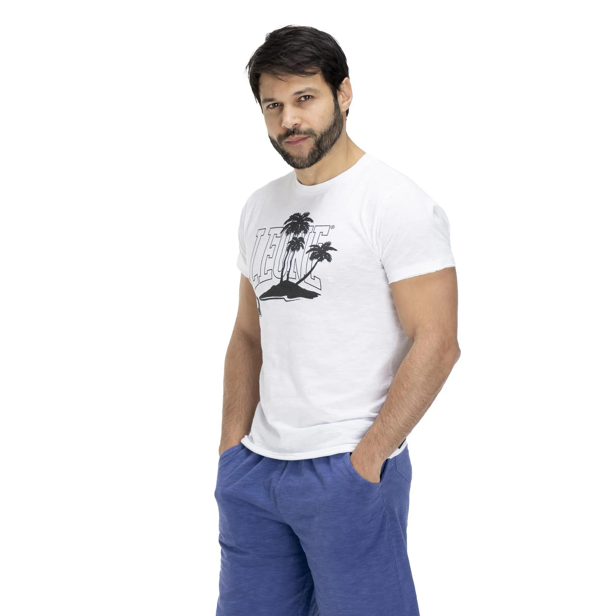 T-shirt da uomo effetto slavato palme Beach