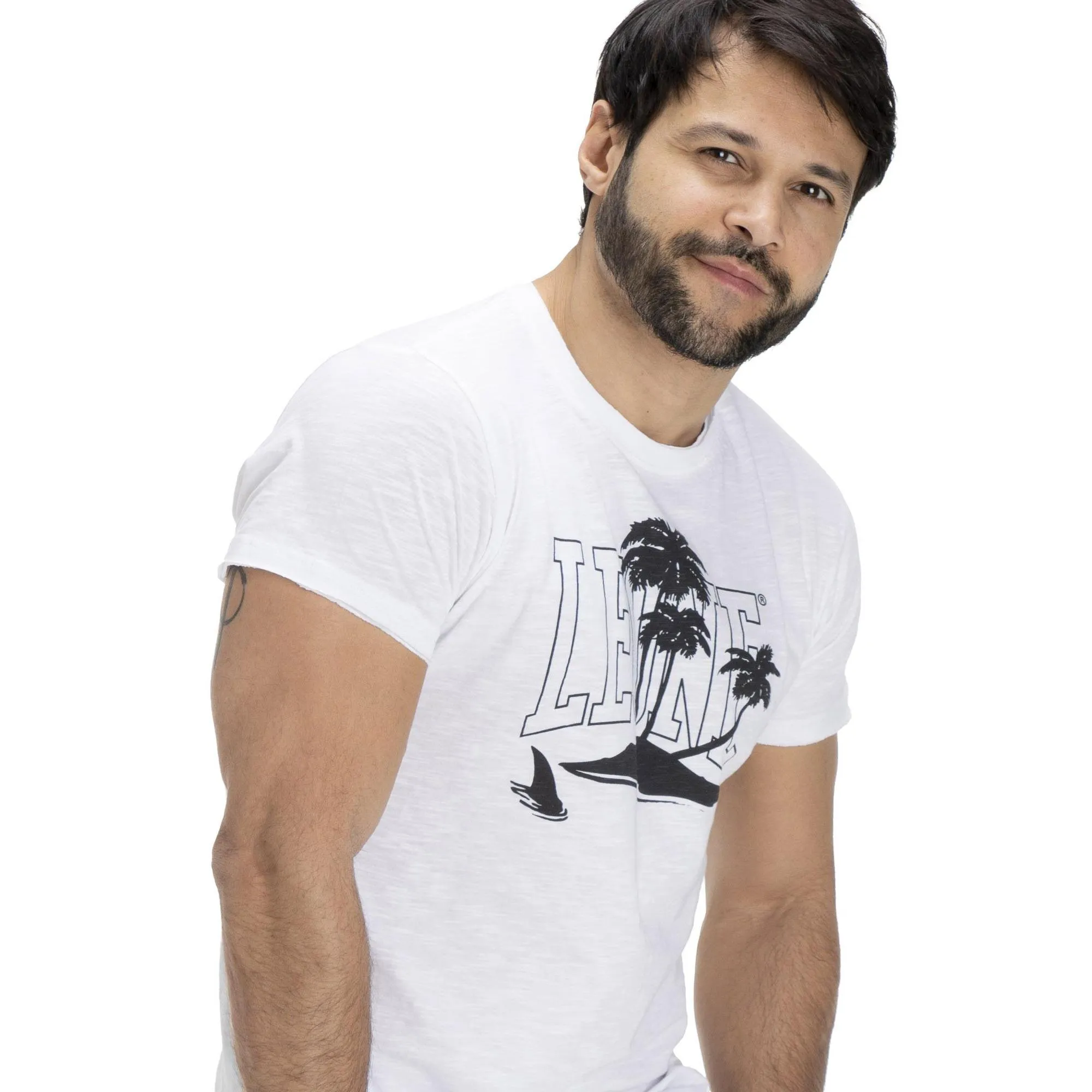 T-shirt da uomo effetto slavato palme Beach