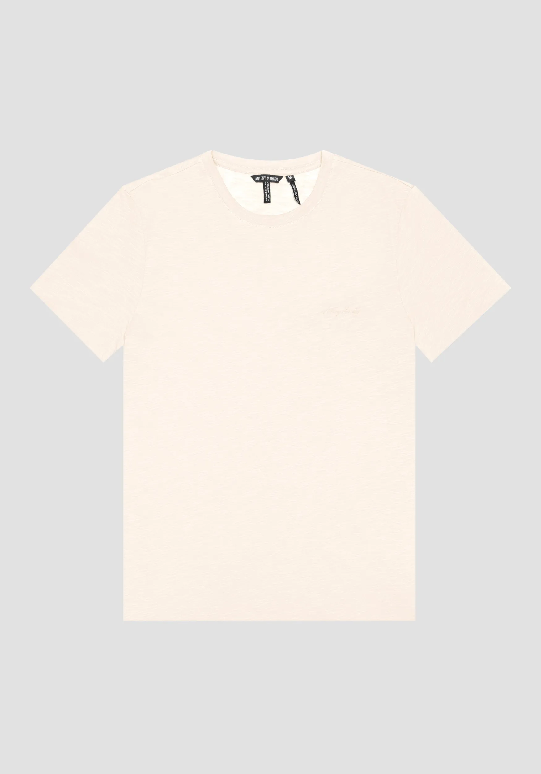 T-SHIRT REGULAR FIT IN COTONE FIAMMATO CON STAMPA LOGO GOMMATA AD INIEZIONE