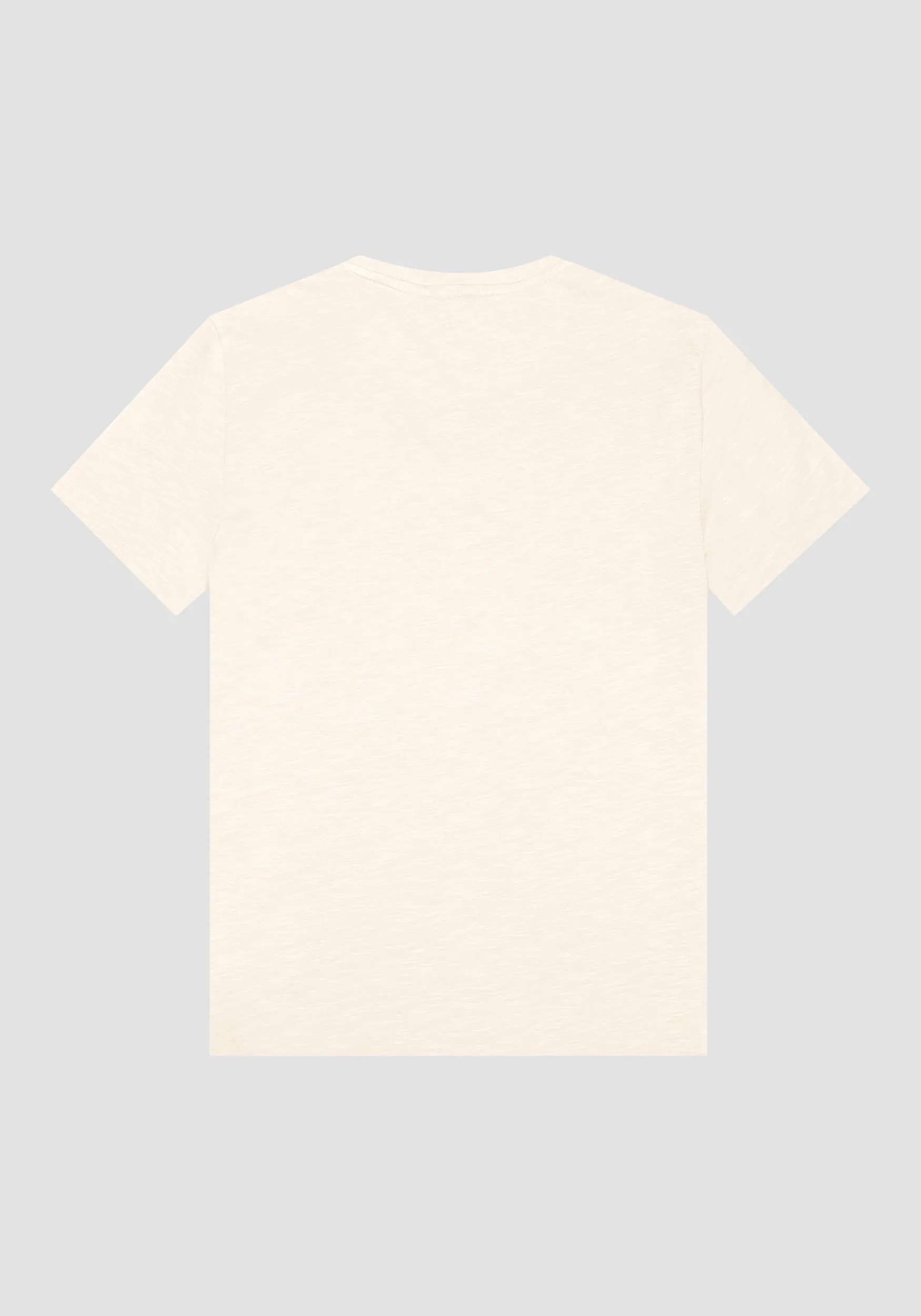 T-SHIRT REGULAR FIT IN COTONE FIAMMATO CON STAMPA LOGO GOMMATA AD INIEZIONE