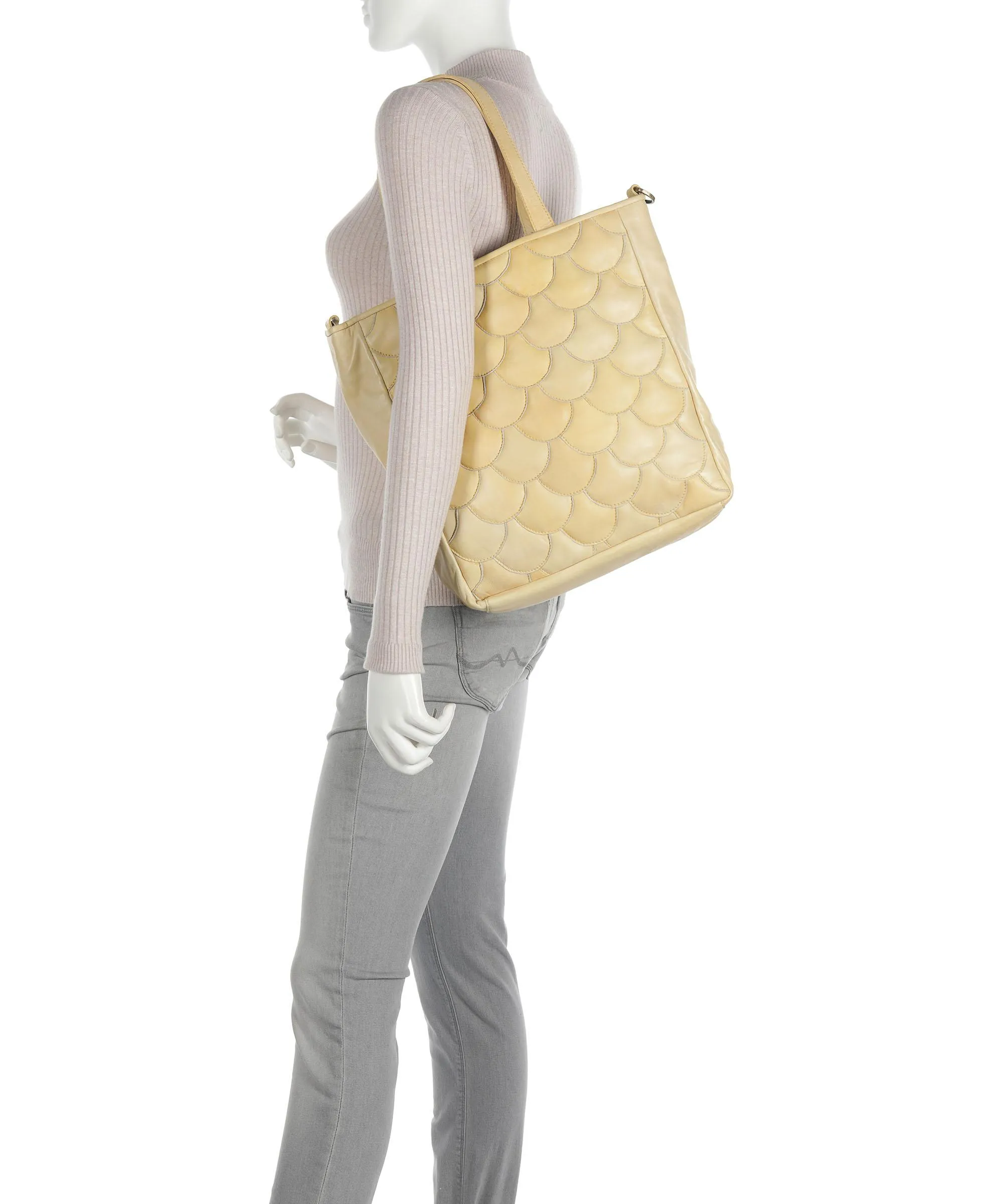  Taschendieb Wien Munchgasse 1 Borsa shopper pelle di pecora giallo vaniglia  