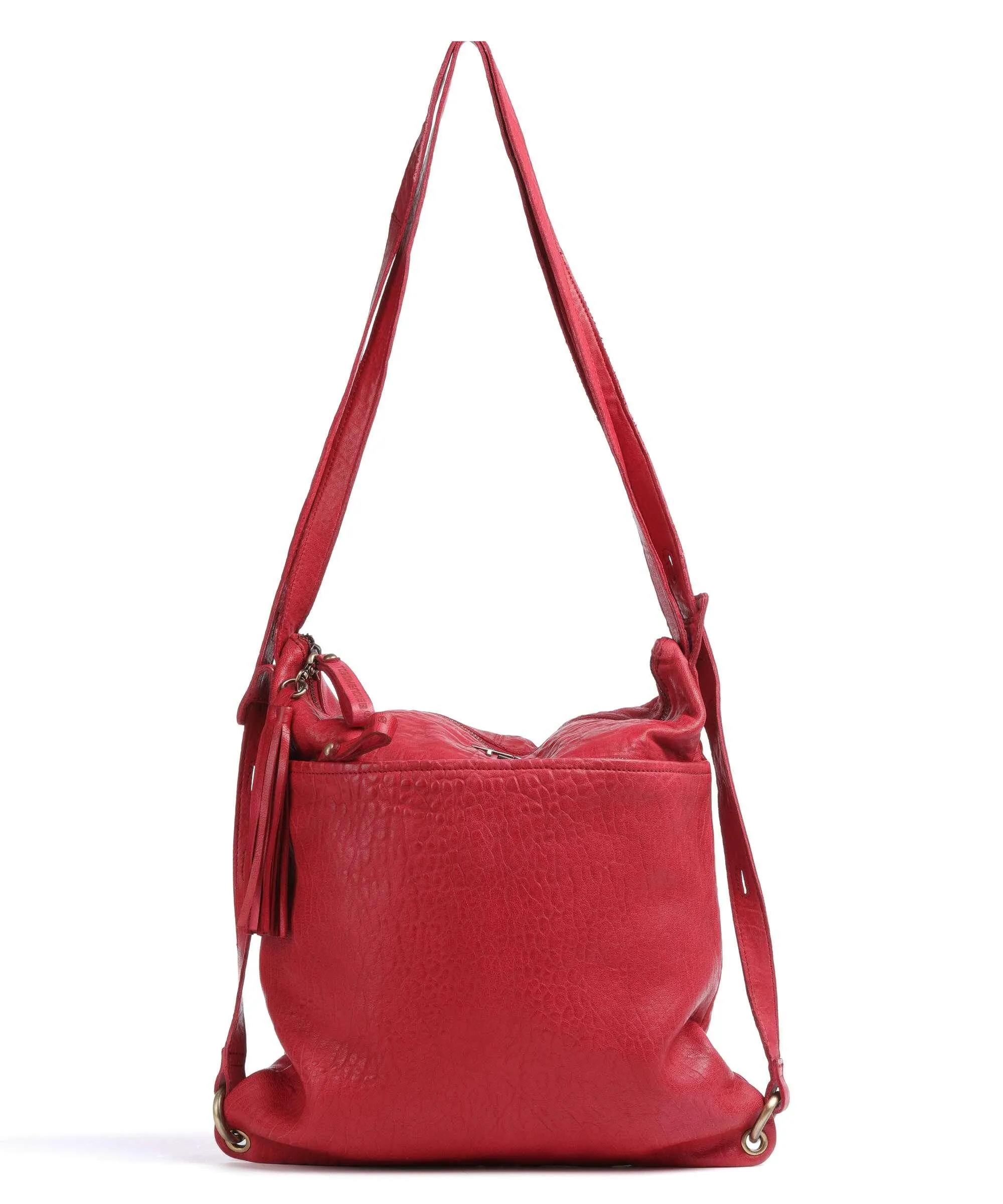  Taschendieb Wien Taborstraße 2 Borsa a zainetto pelle di vacchetta grana rosso  