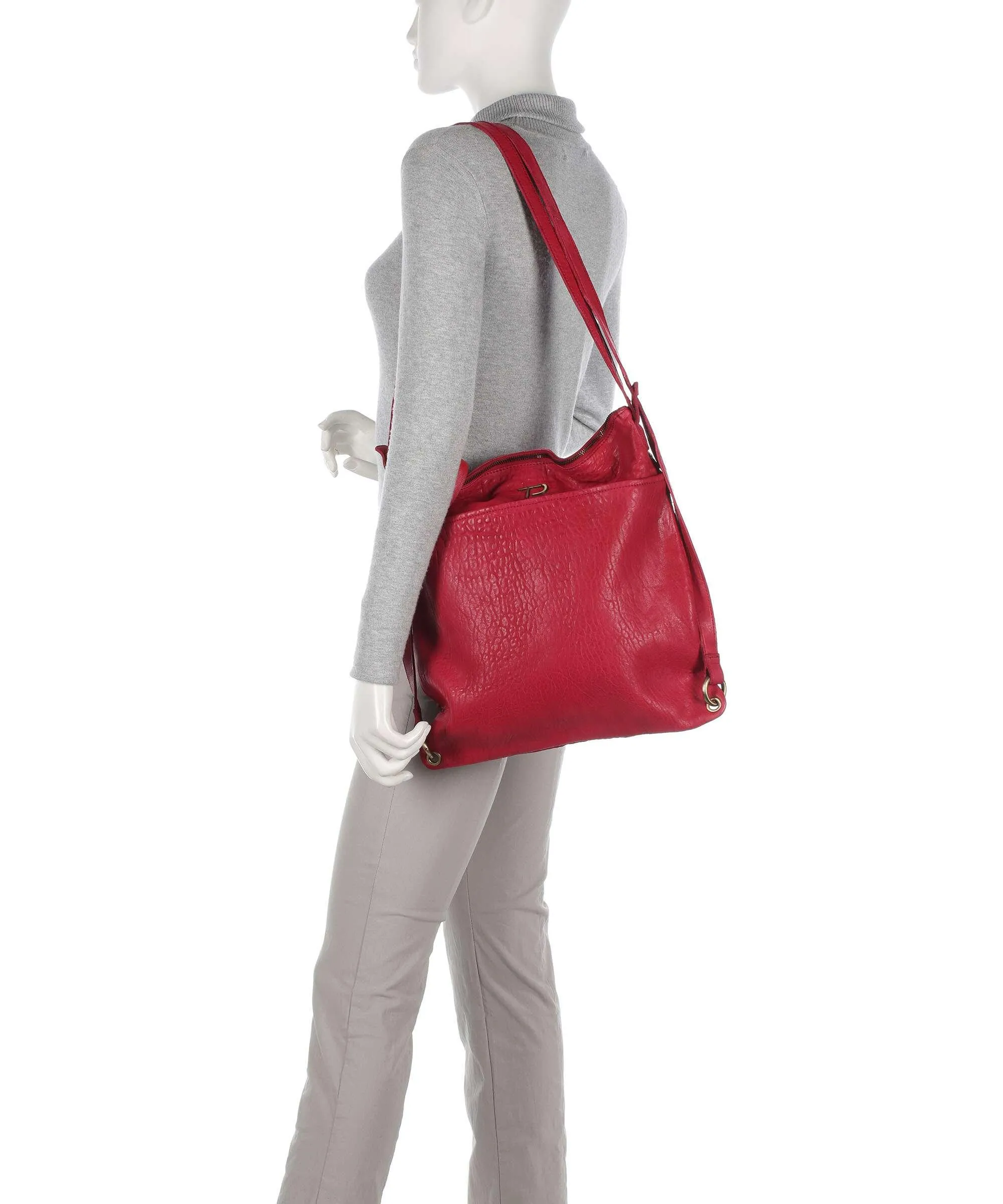  Taschendieb Wien Taborstraße 2 Borsa a zainetto pelle di vacchetta grana rosso  