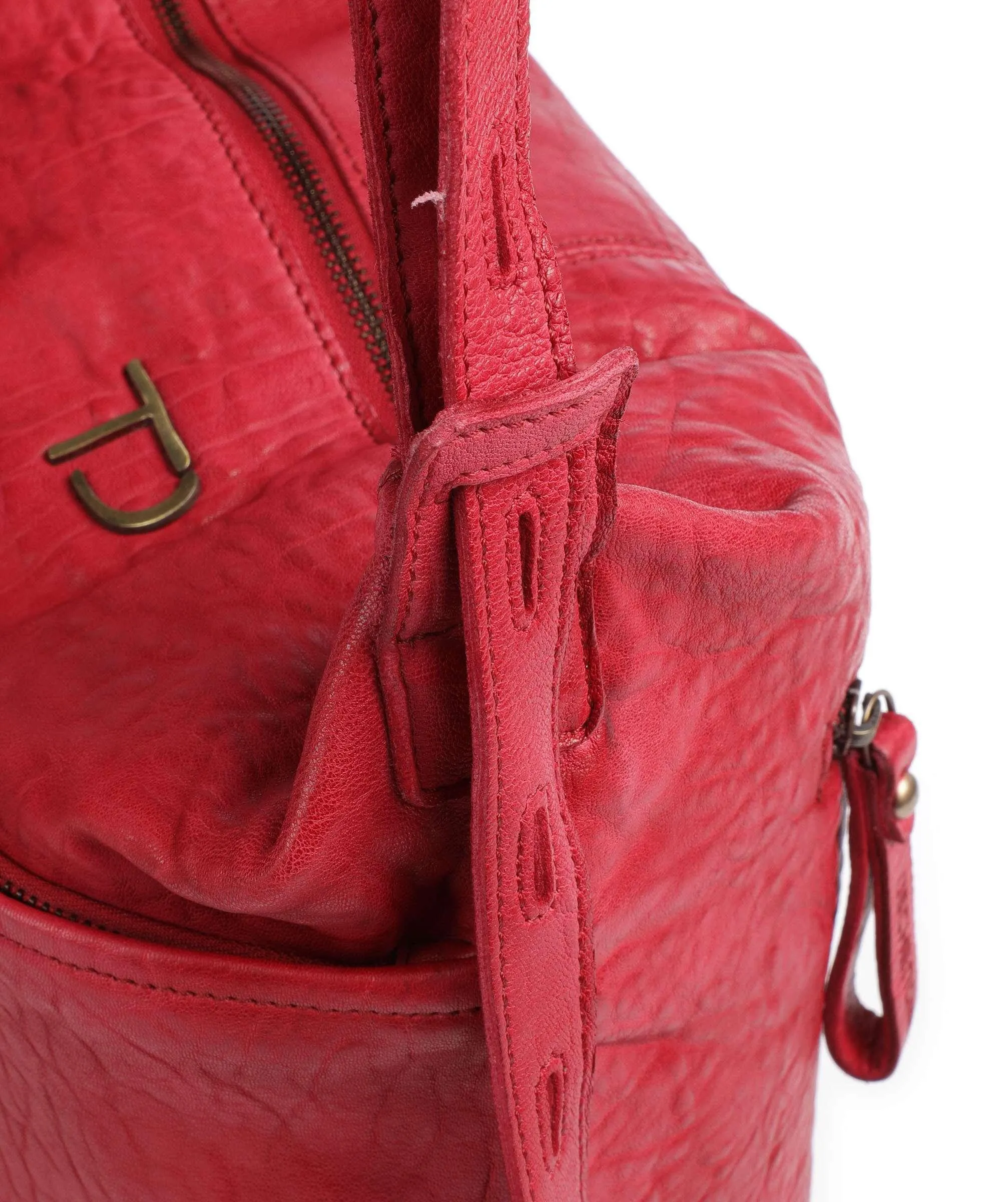  Taschendieb Wien Taborstraße 2 Borsa a zainetto pelle di vacchetta grana rosso  
