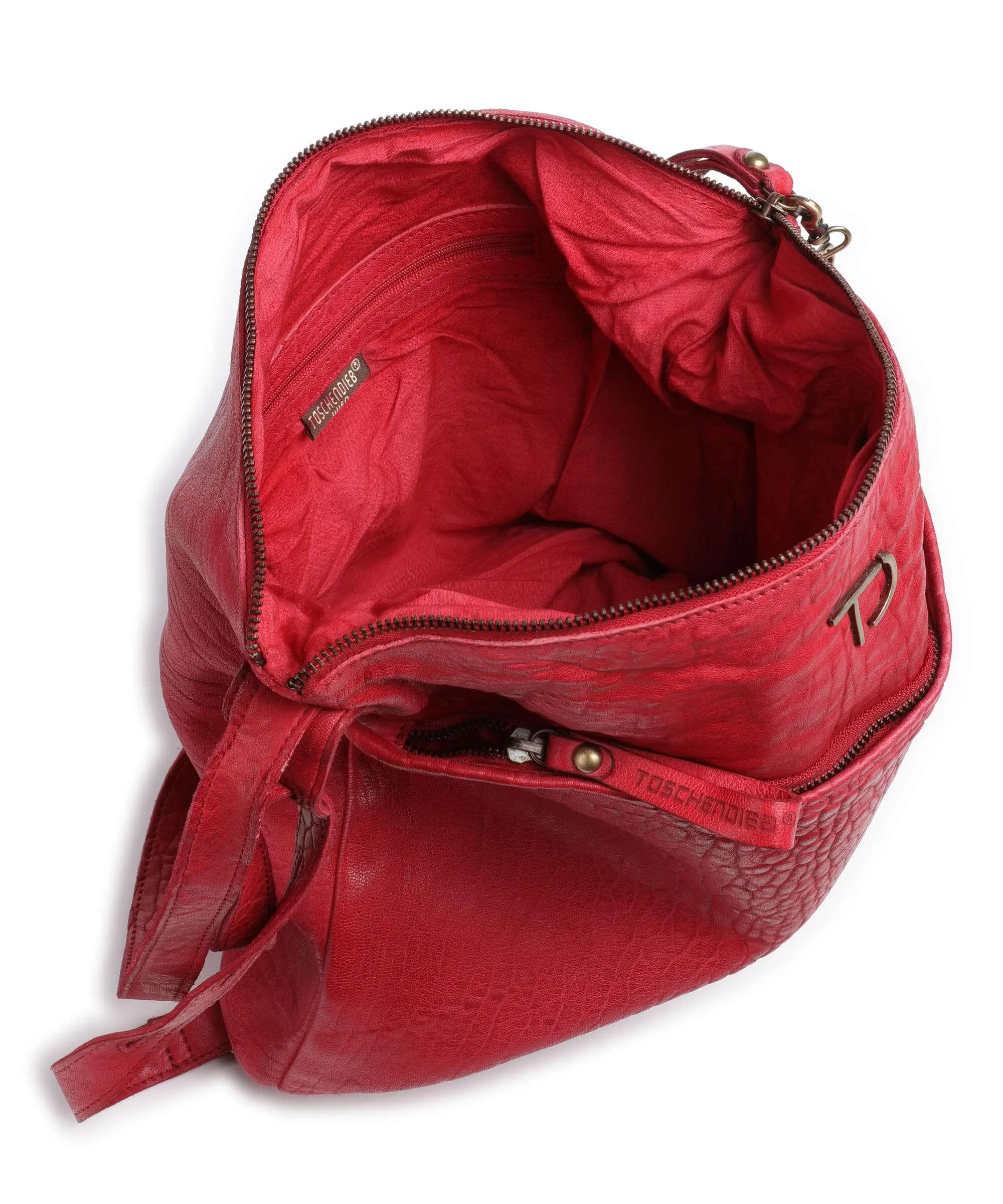  Taschendieb Wien Taborstraße 2 Borsa a zainetto pelle di vacchetta grana rosso  