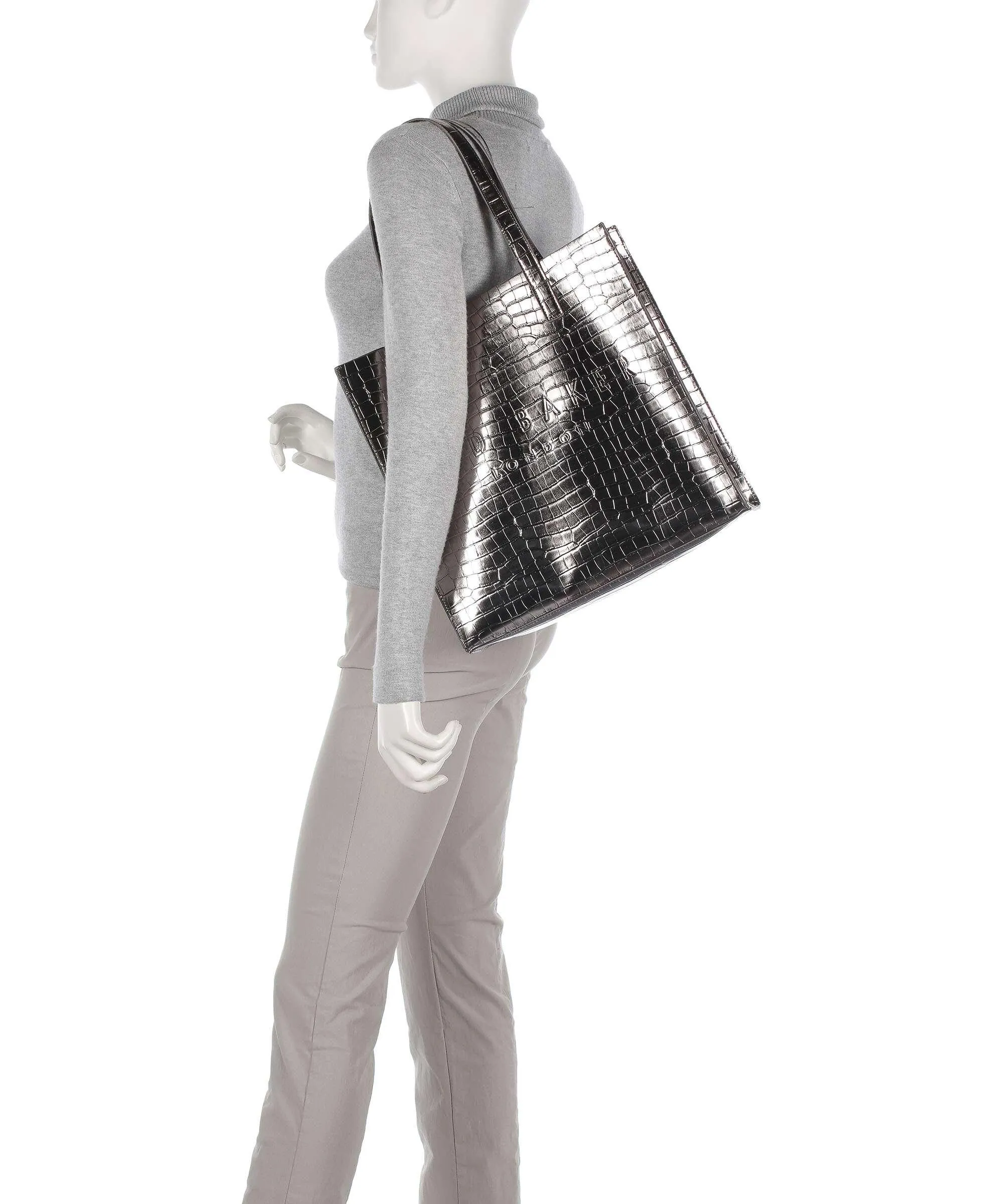  Ted Baker Croccon Borsa shopper pelle sintetica grigio  
