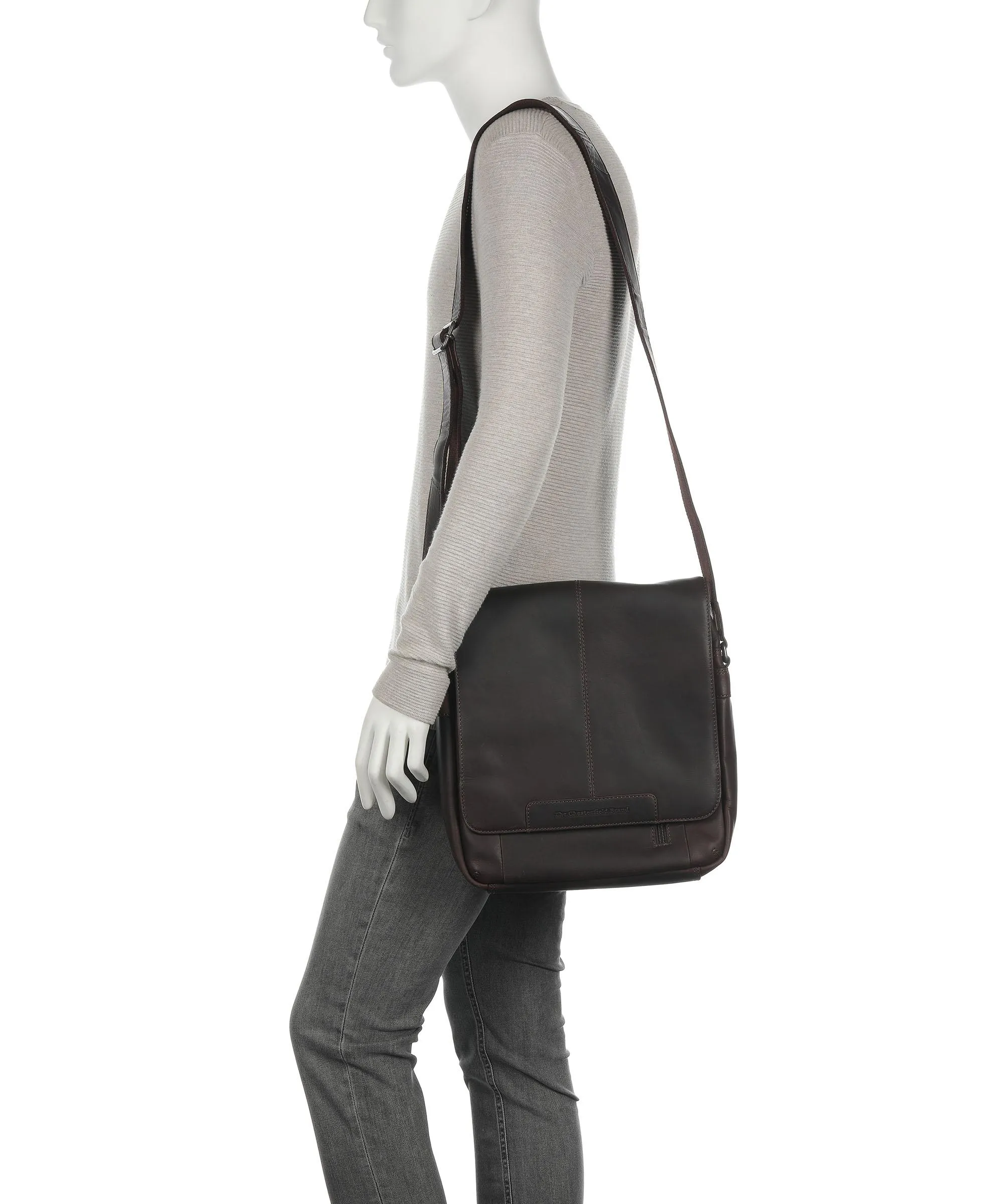  The Chesterfield Brand Raphael Borsa a spalla pelle di vacchetta pull-up marrone scuro  