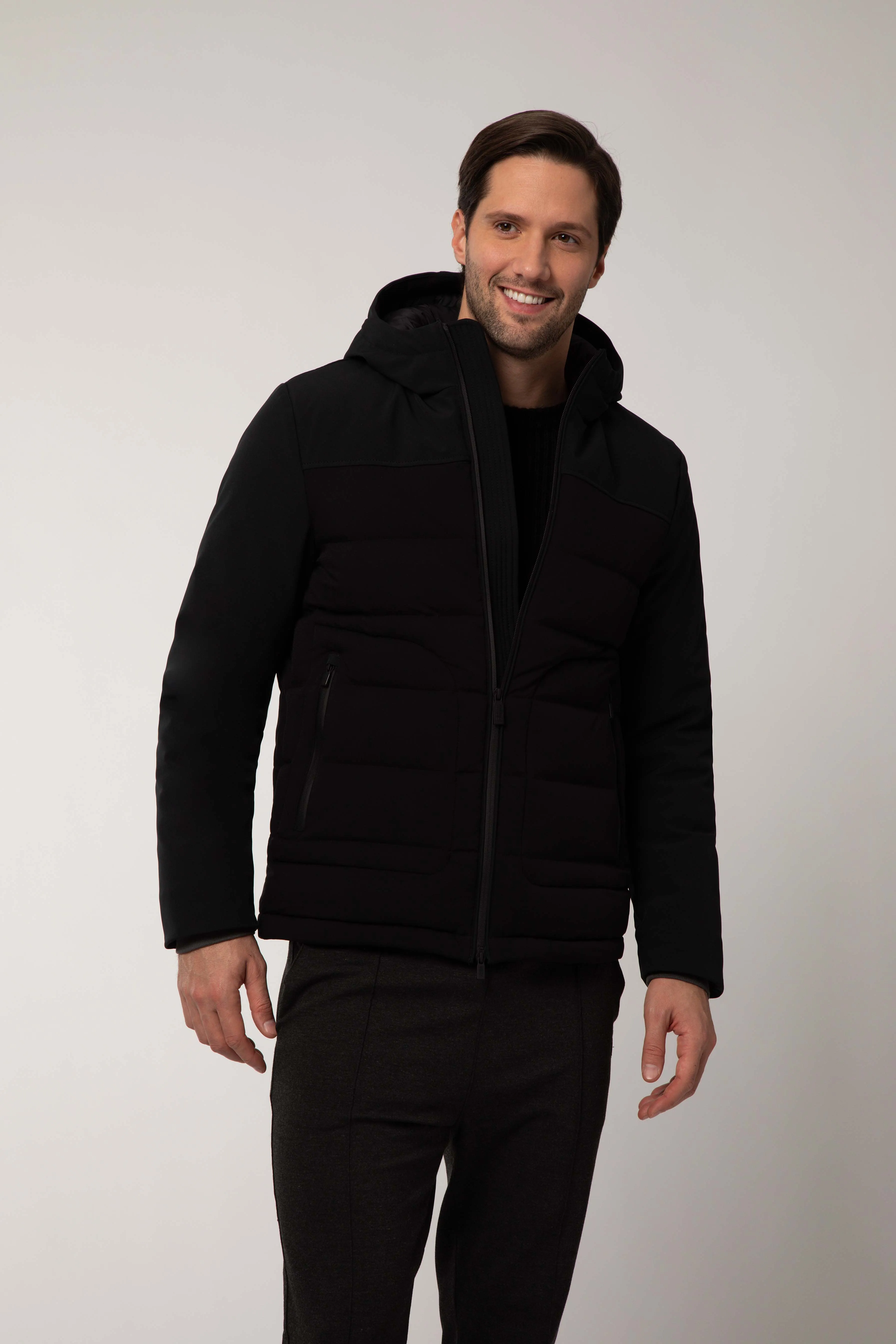 THEOLO – Giacca nera ibrida in softshell
