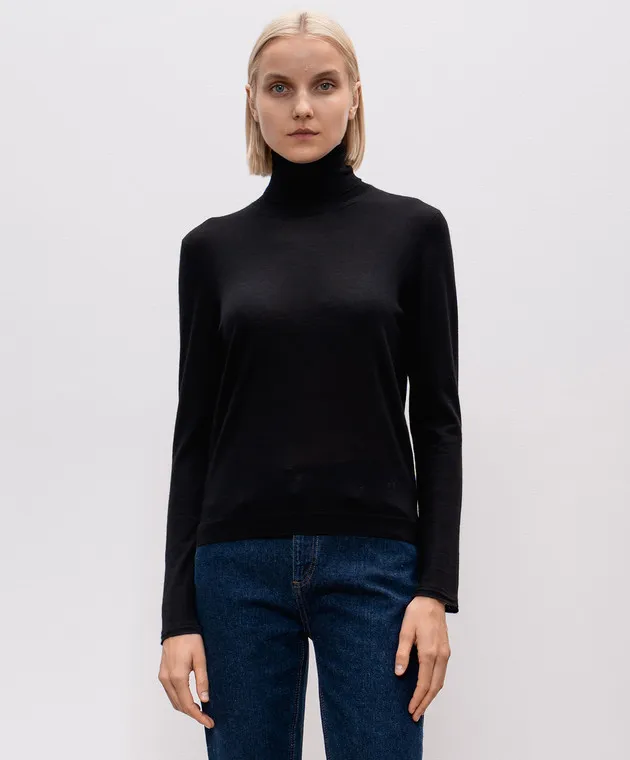 Tom Ford Golf nero in cashmere e seta con logo MAK1334YAX087