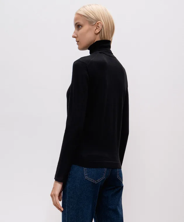 Tom Ford Golf nero in cashmere e seta con logo MAK1334YAX087