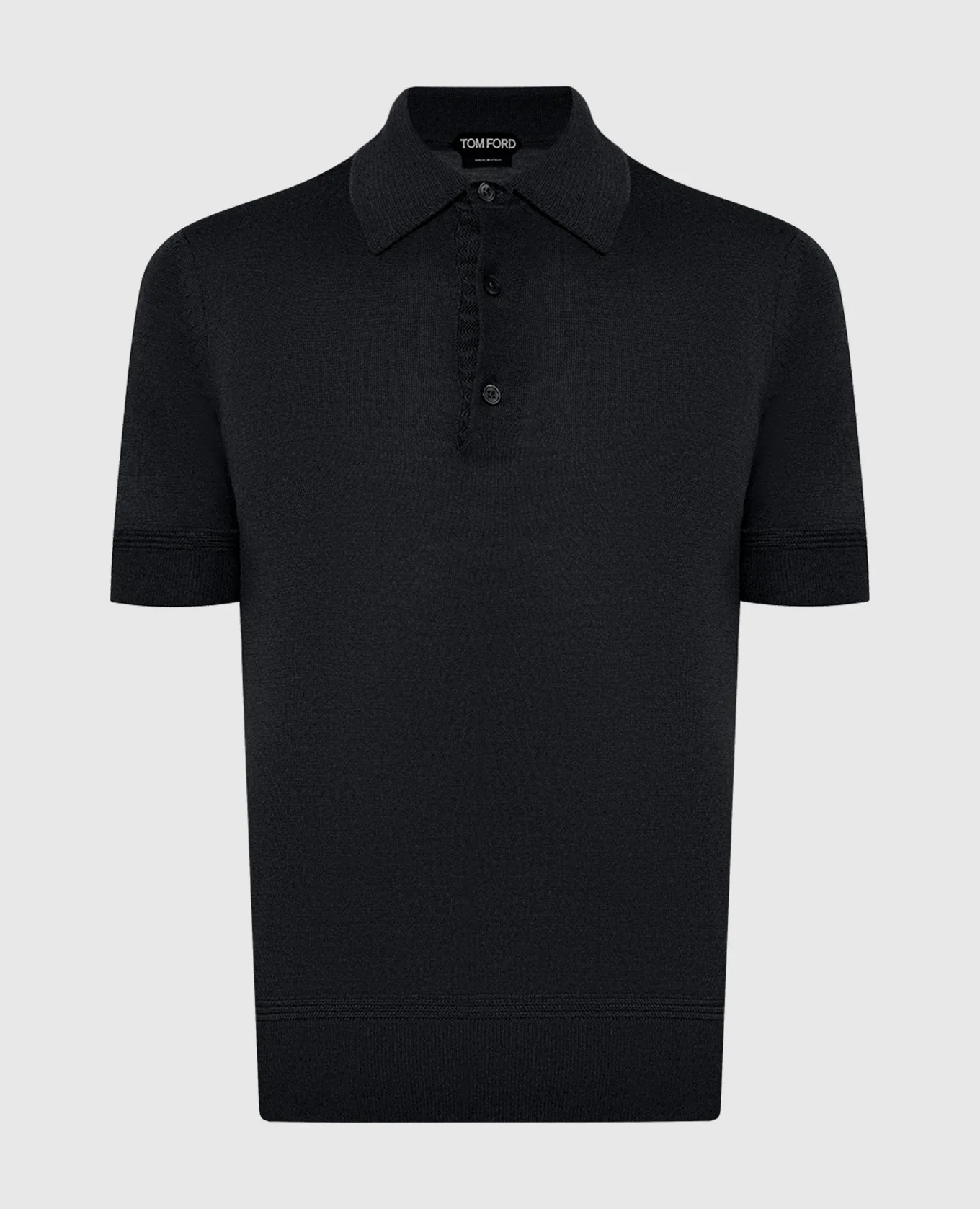 Tom Ford Polo nera in cashmere e seta KPS001YMK005S23