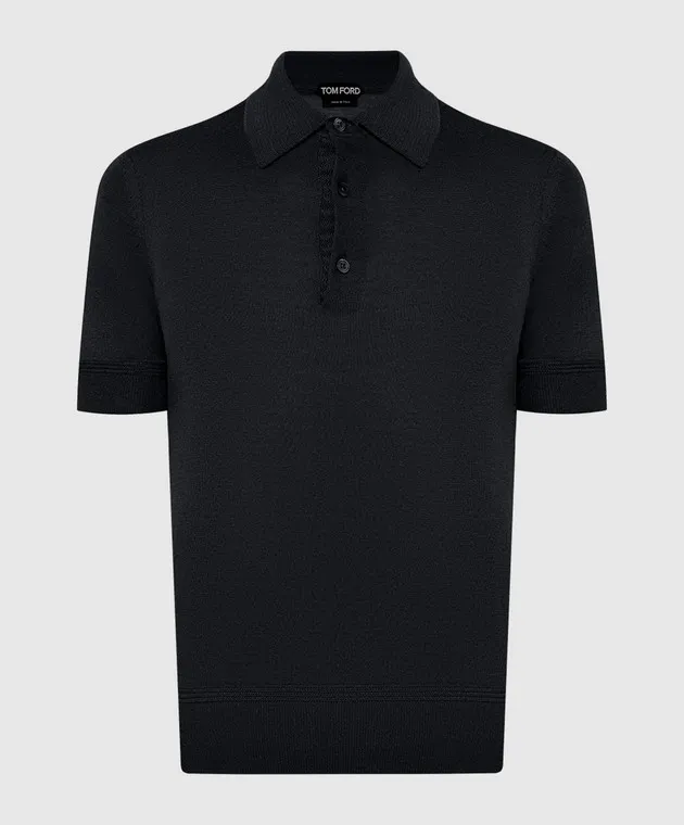 Tom Ford Polo nera in cashmere e seta KPS001YMK005S23