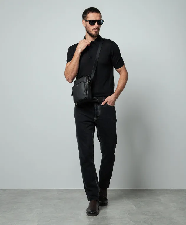 Tom Ford Polo nera in cashmere e seta KPS001YMK005S23