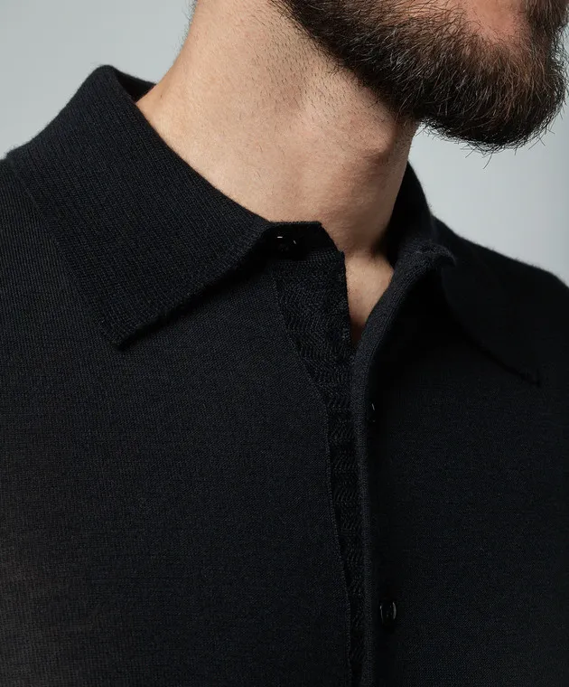 Tom Ford Polo nera in cashmere e seta KPS001YMK005S23