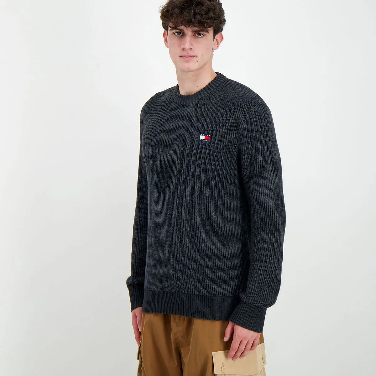      TOMMY JEANS MAGLIONE GIROCOLLO IN COTONE A COSTE  