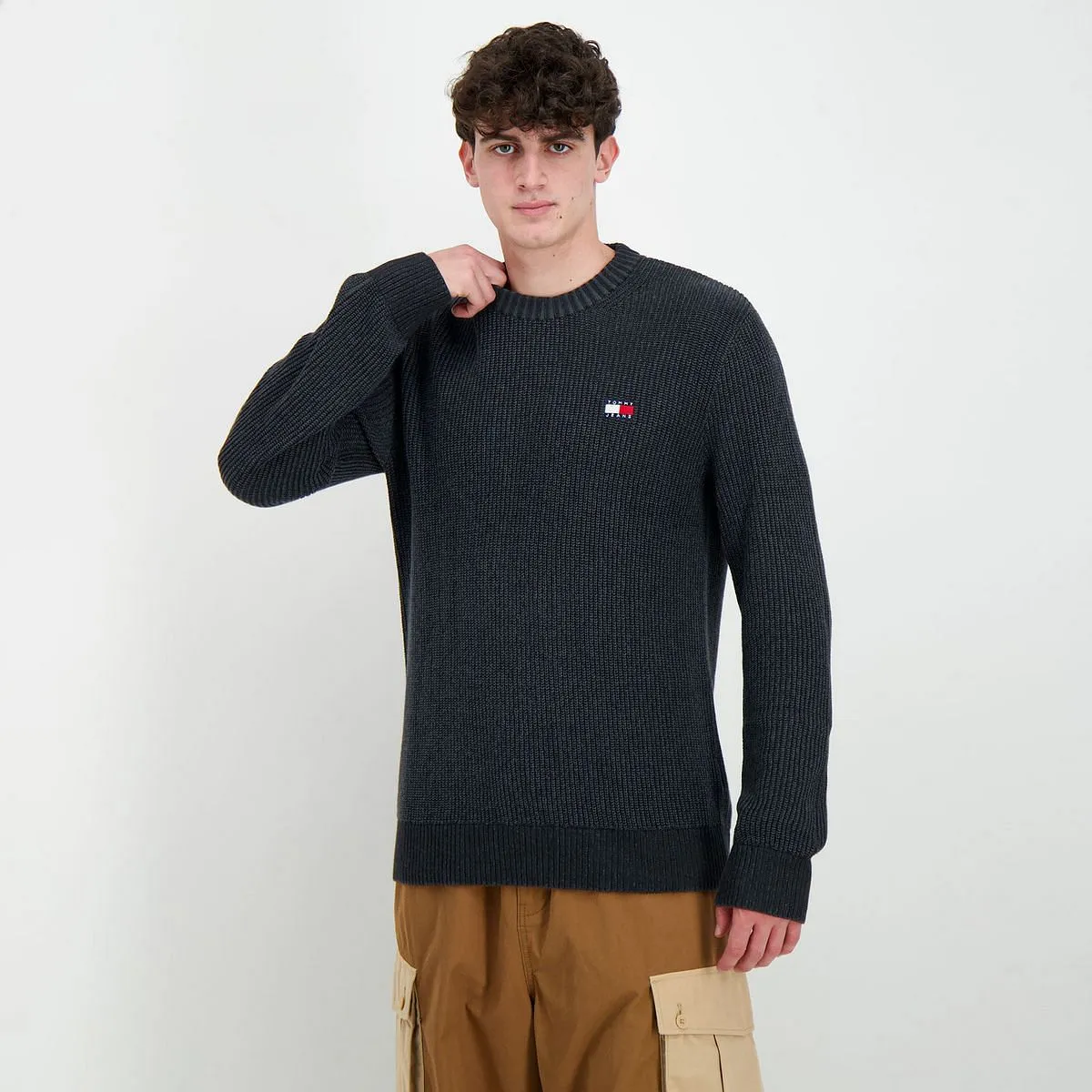     TOMMY JEANS MAGLIONE GIROCOLLO IN COTONE A COSTE  