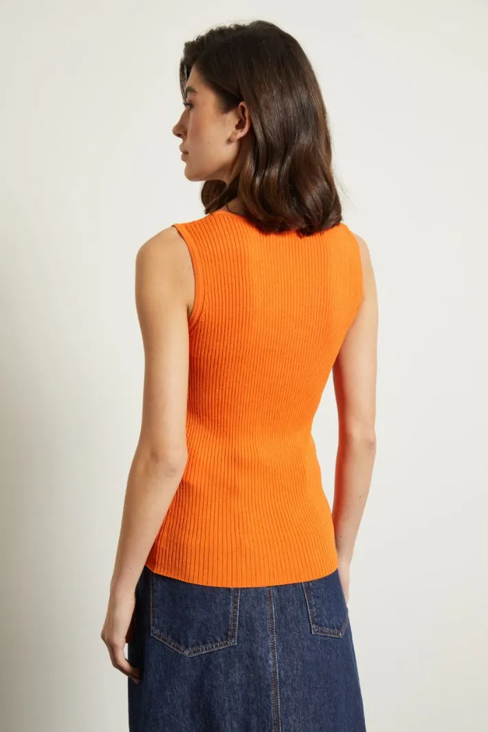 Top in maglia a coste