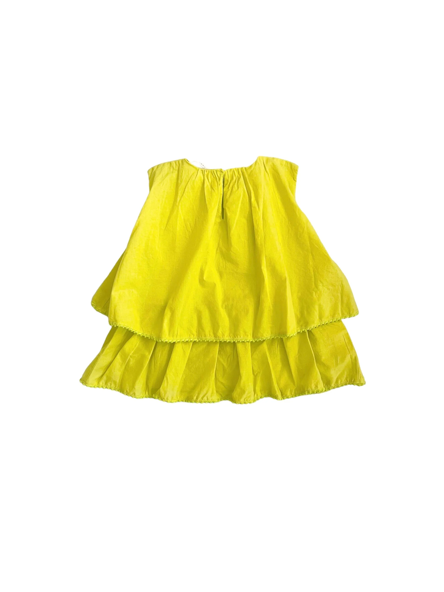 Top lime con balze per bambina