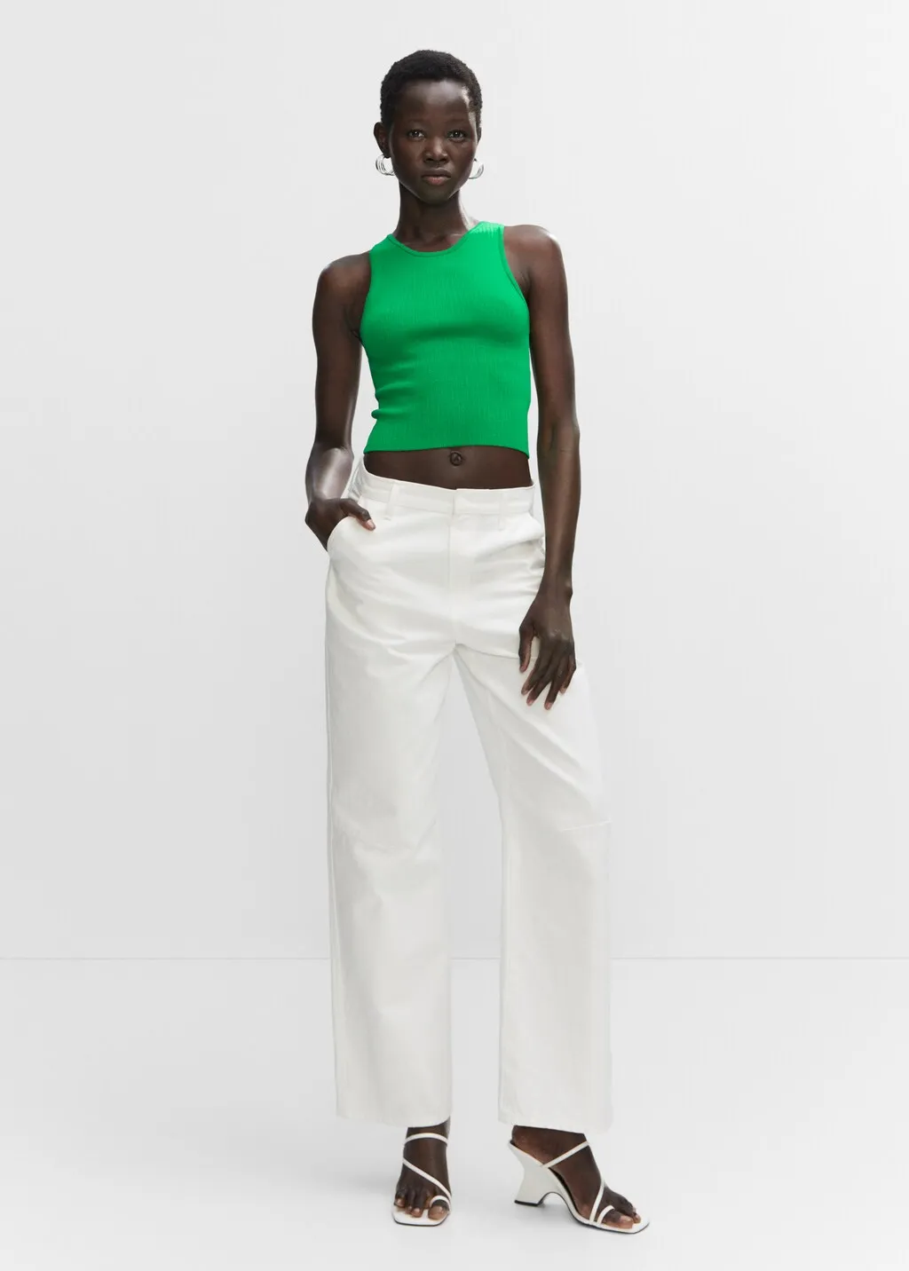 Top maglia a coste zip