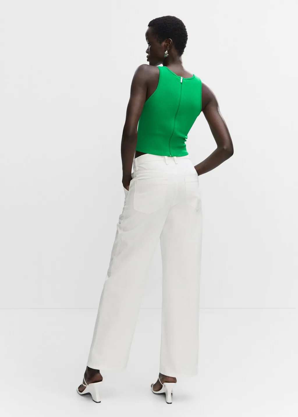 Top maglia a coste zip