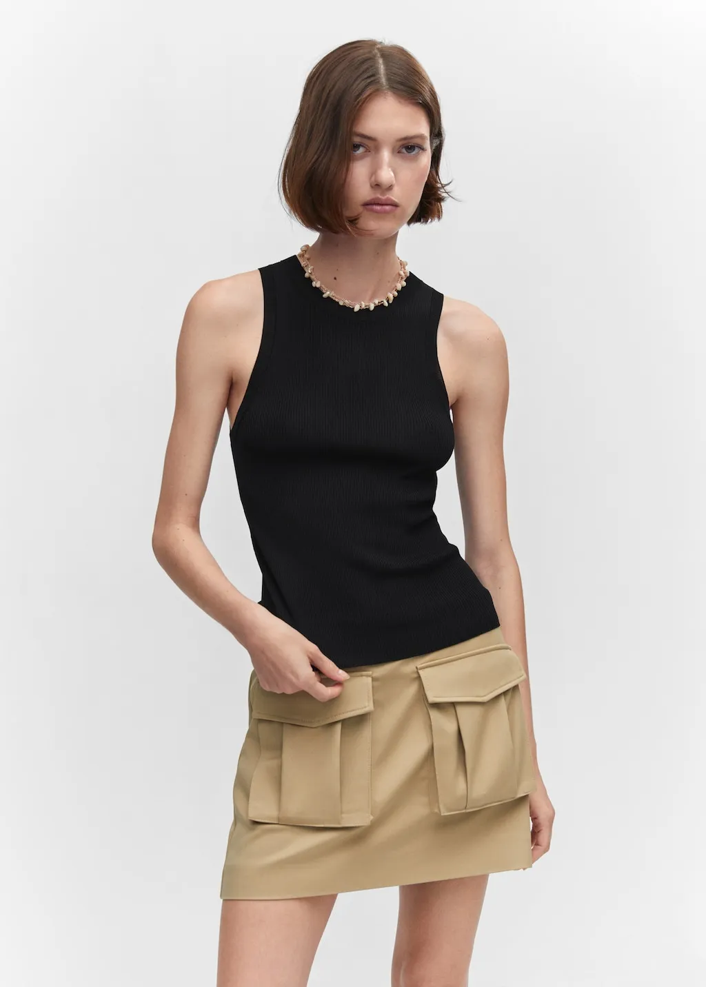 Top maglia a coste