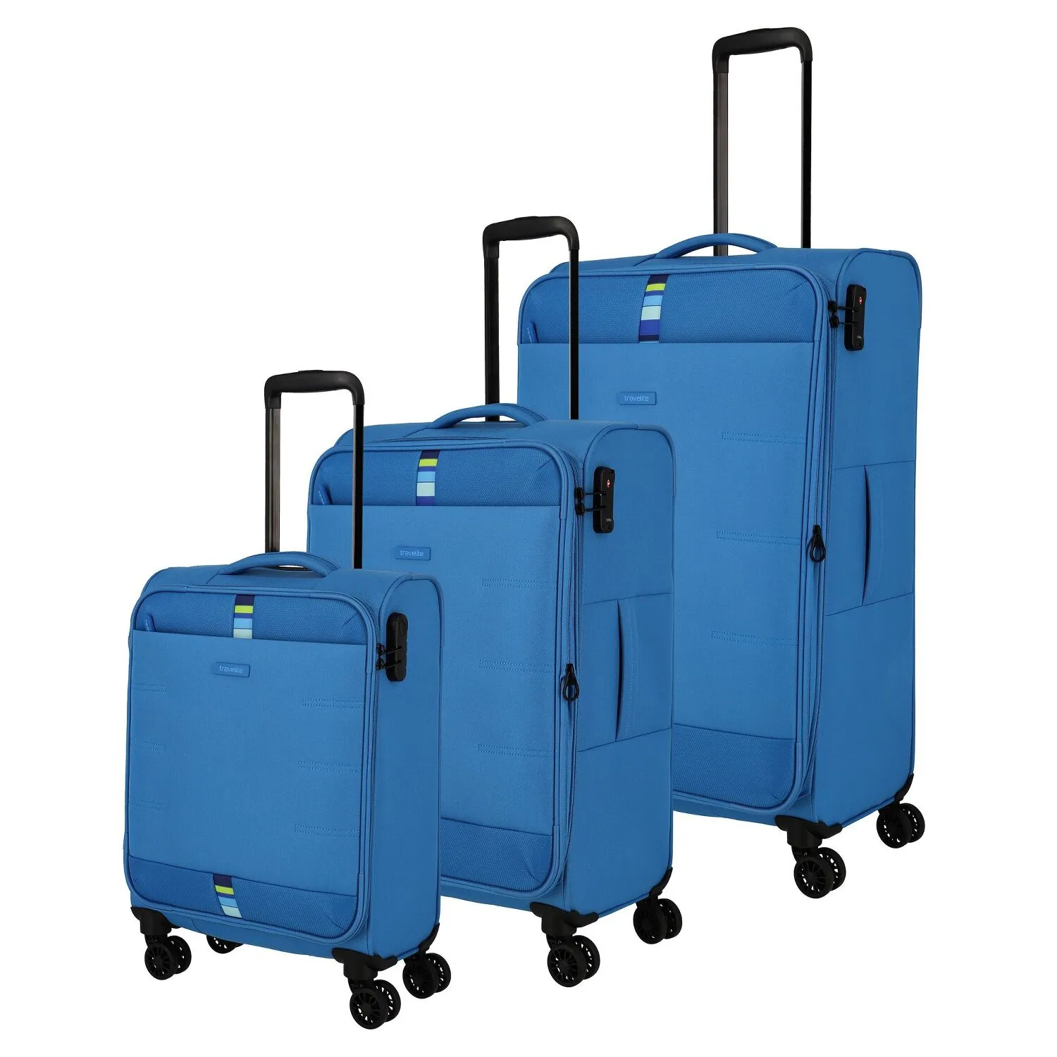 Travelite Rügen 4 ruote Set di valigie 3 pezzi con piega di espansione
