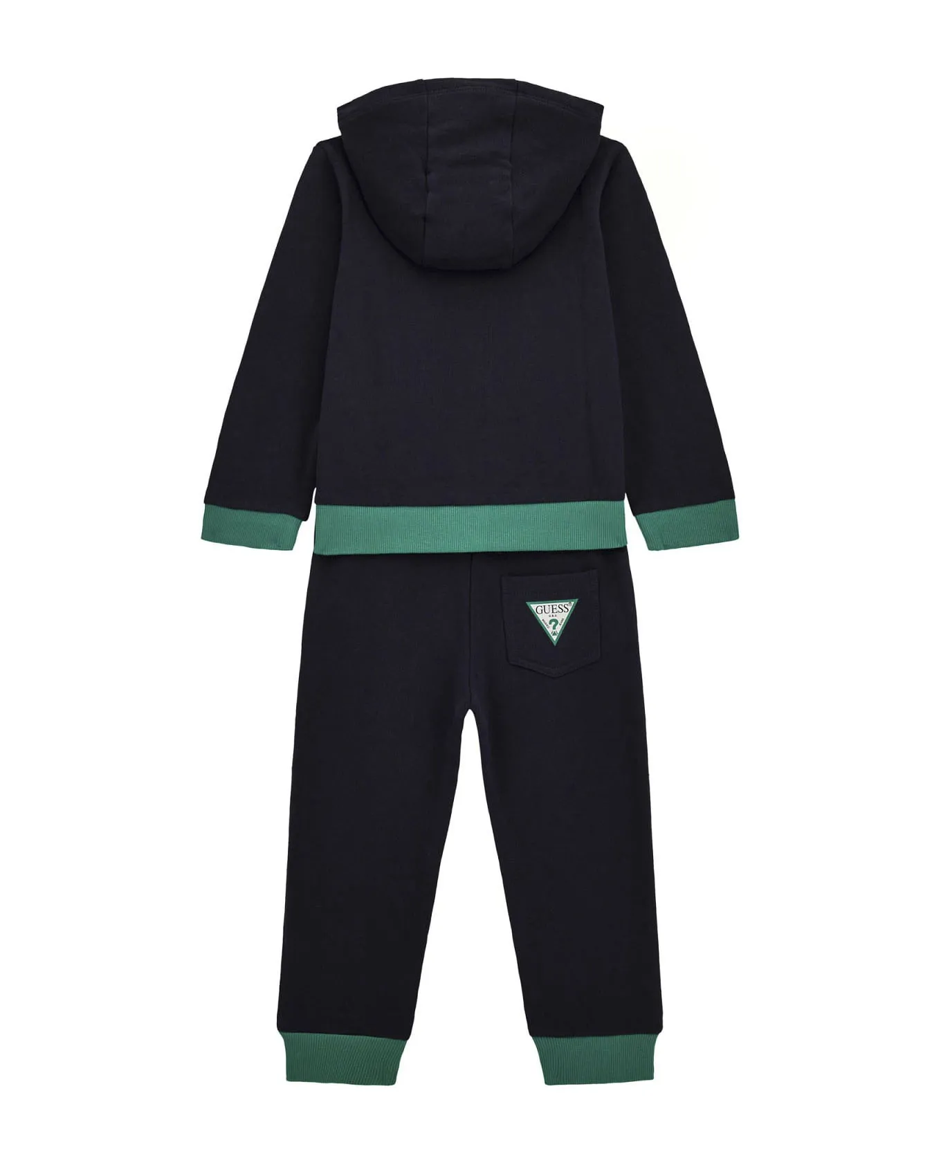Tuta blu verde e bianca composta da felpa con cappuccio e pantalone 3-7 anni