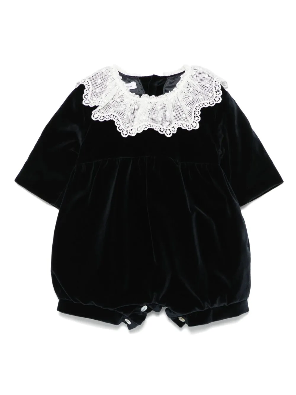Tutina per neonata JESURUM BABY blu in velluto con colletto in pizzo