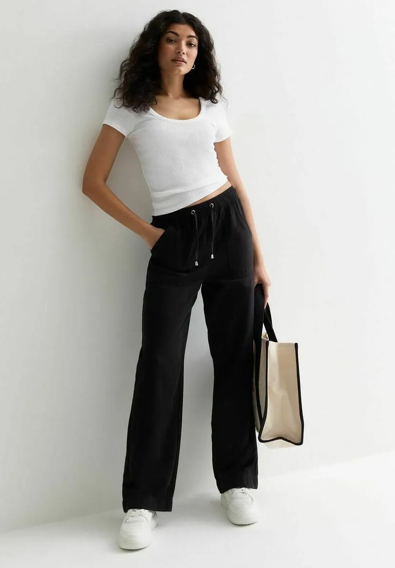 TWILL WIDE LEG - Pantaloni